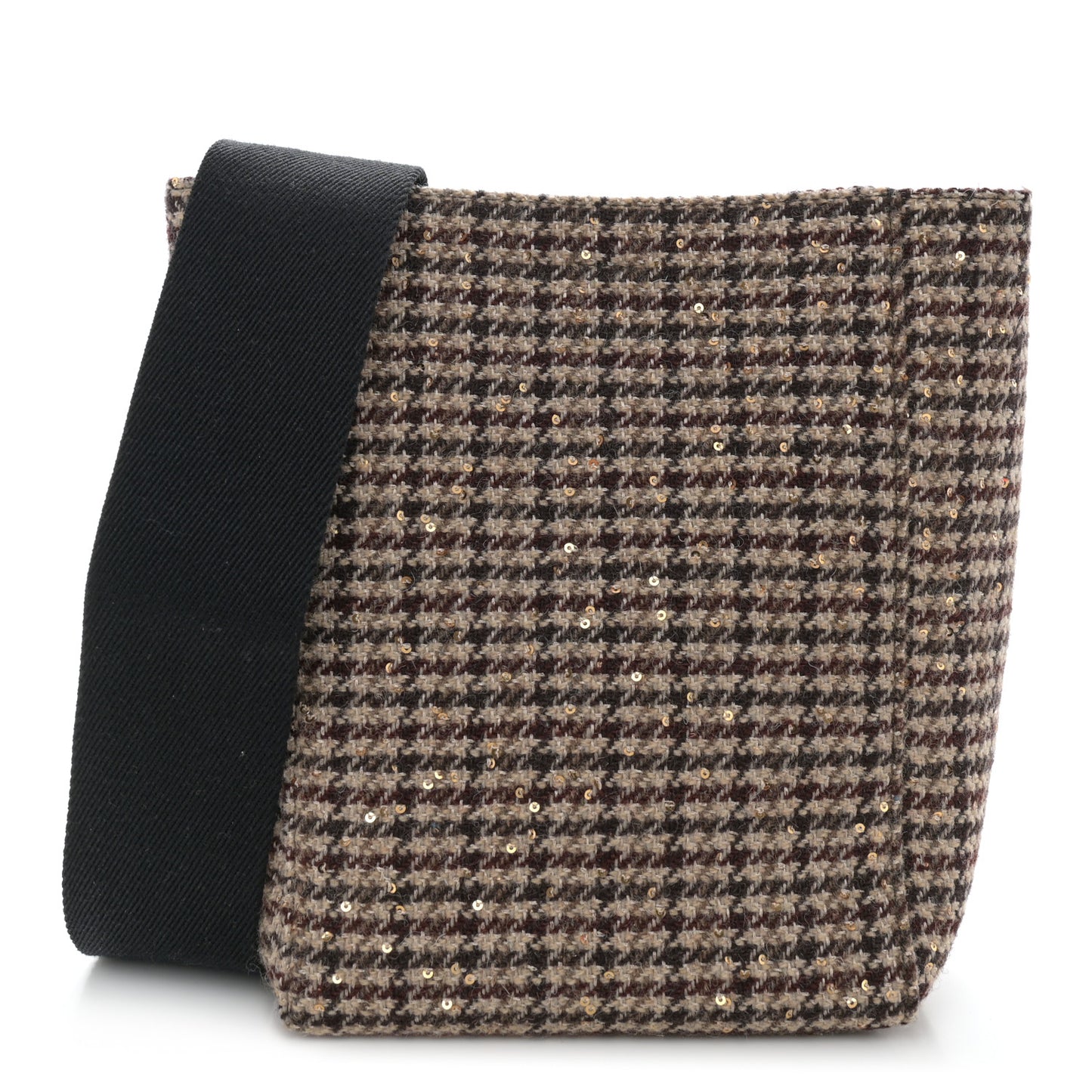 Tweed Small Sangle Bucket Bag Beige