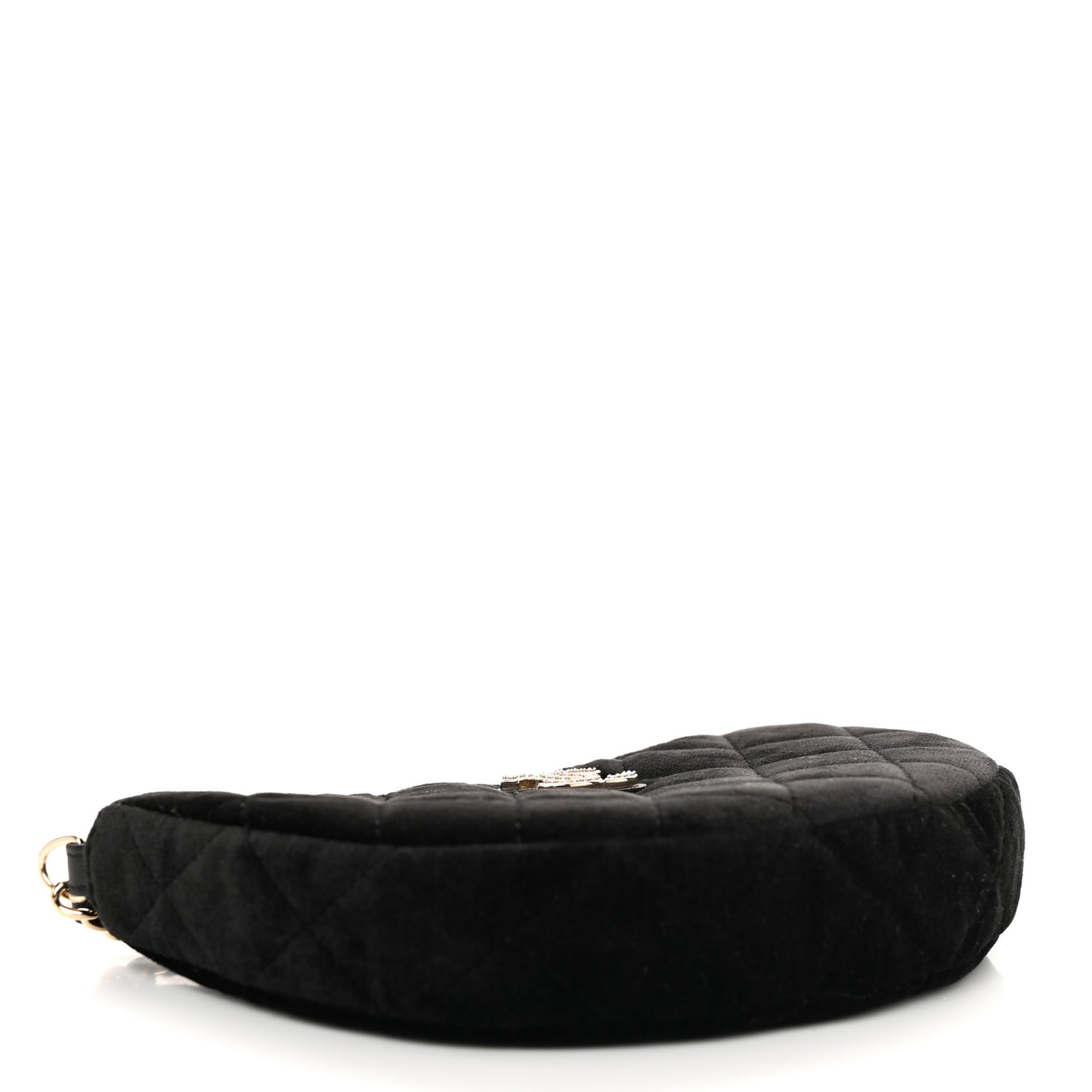 Velvet Crystal Quilted Chain Hobo Black