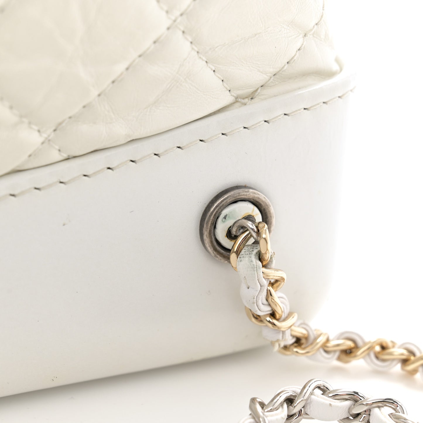 Aged Calfskin Quilted Small Gabrielle Backpack White