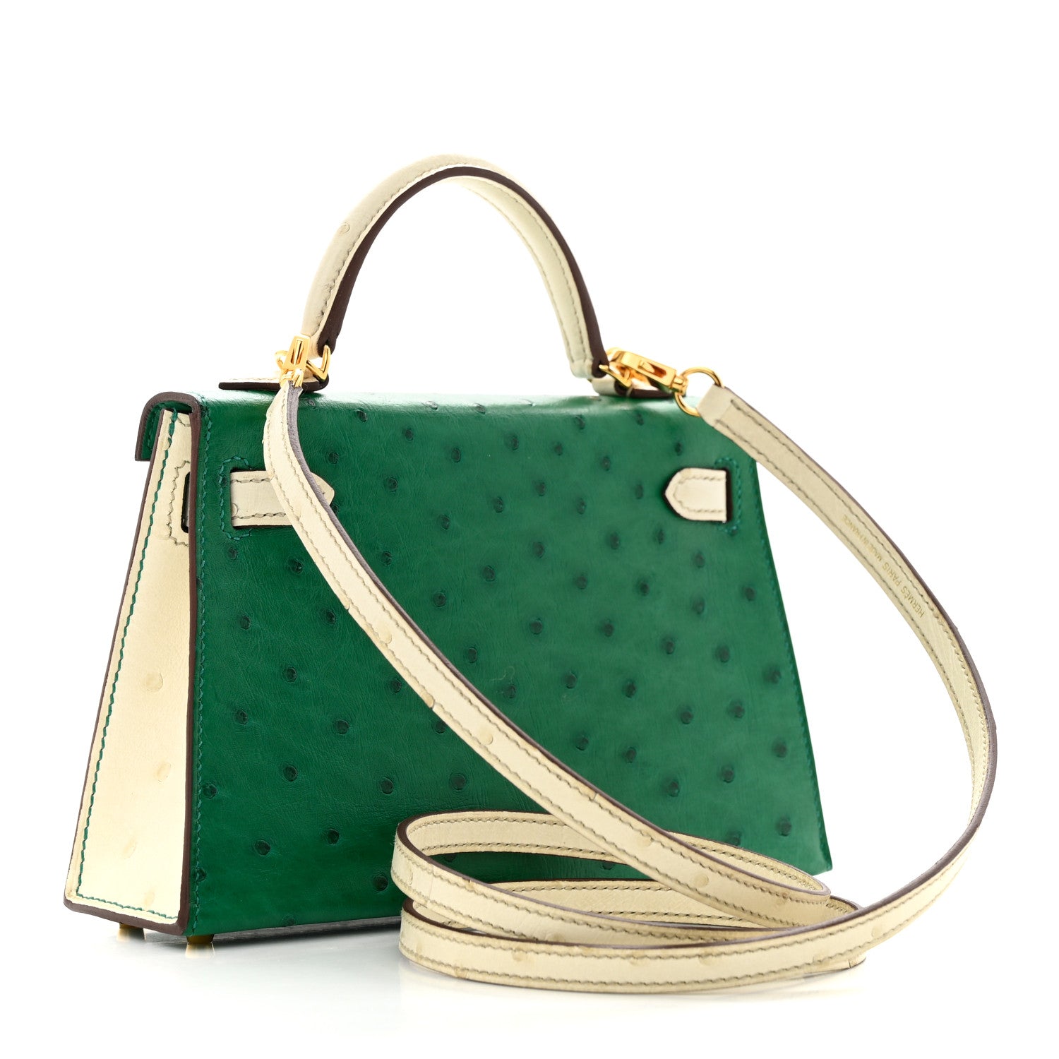 Hermes Ostrich Horseshoe Mini Kelly Sellier 20 Vert Vertigo Nata 3 of 11