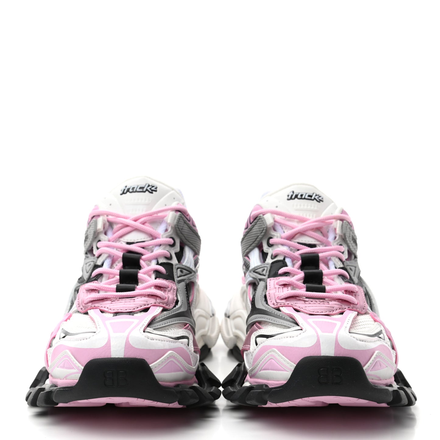 Rubber Mesh Tri-Color Womens Track.2 Open Sneakers 41 Pink Grey White