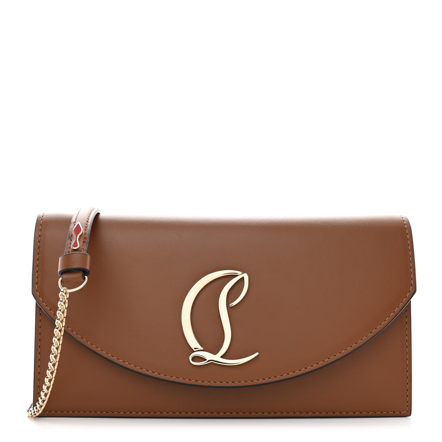 Christian Louboutin Metallic Calfskin Loubi54 Crossbody Clutch Biscotto 1 of 10