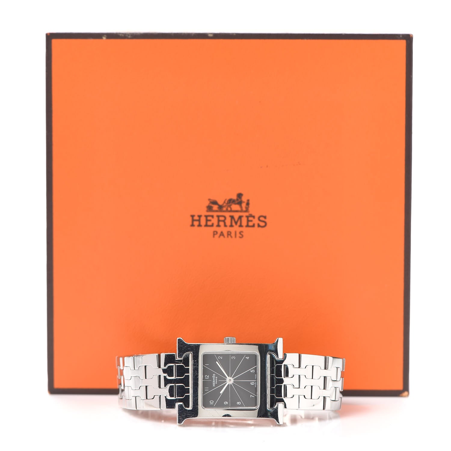 Hermes Stainless Steel 21mm Heure H Hour Quartz Watch Black 6 of 6