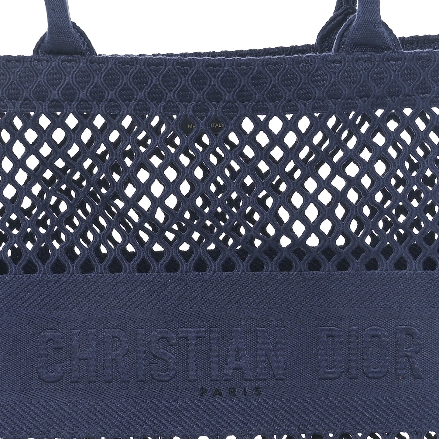 Mesh Embroidered Large Book Tote Navy Blue