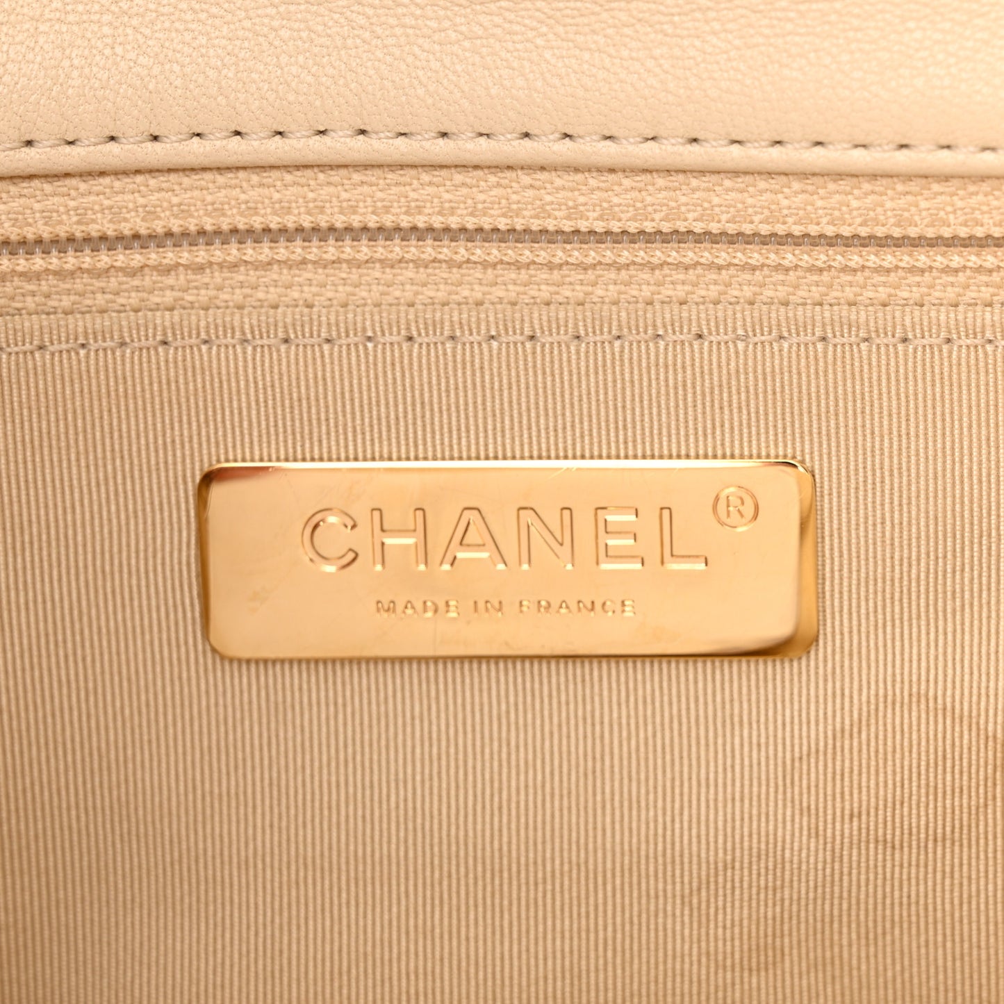 Lambskin Quilted Large Chanel 19 Flap Beige