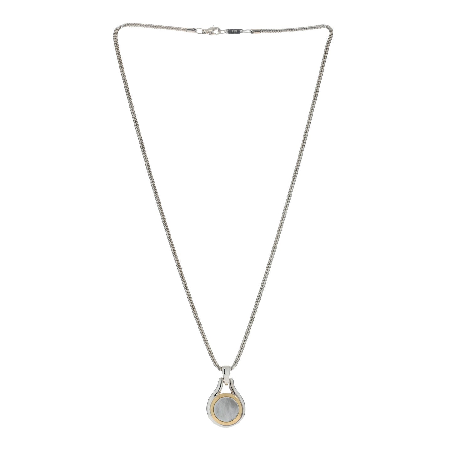 Sterling Silver 18K Yellow Gold Mother of Pearl Pendant Necklace