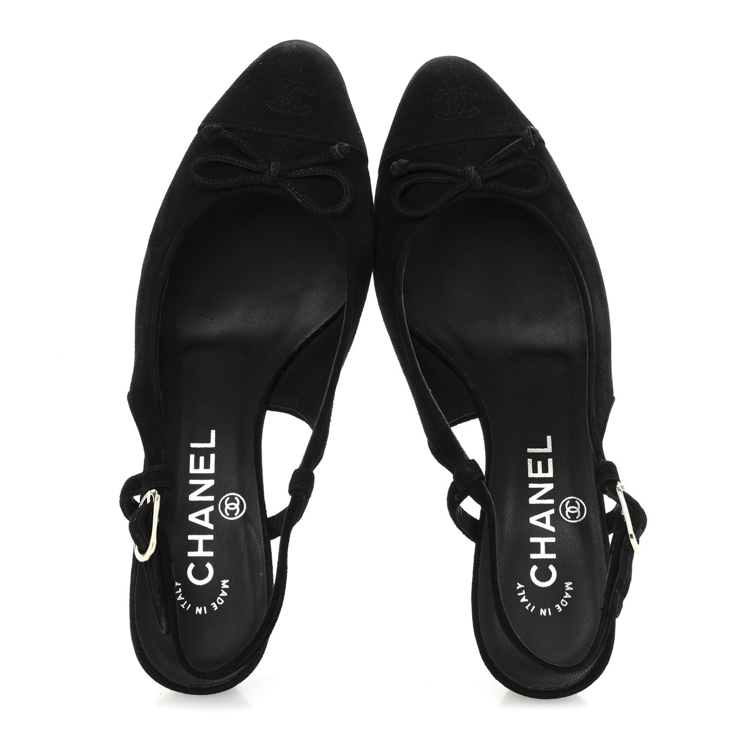 Suede Cap Toe CC Slingback Pumps 36 Black