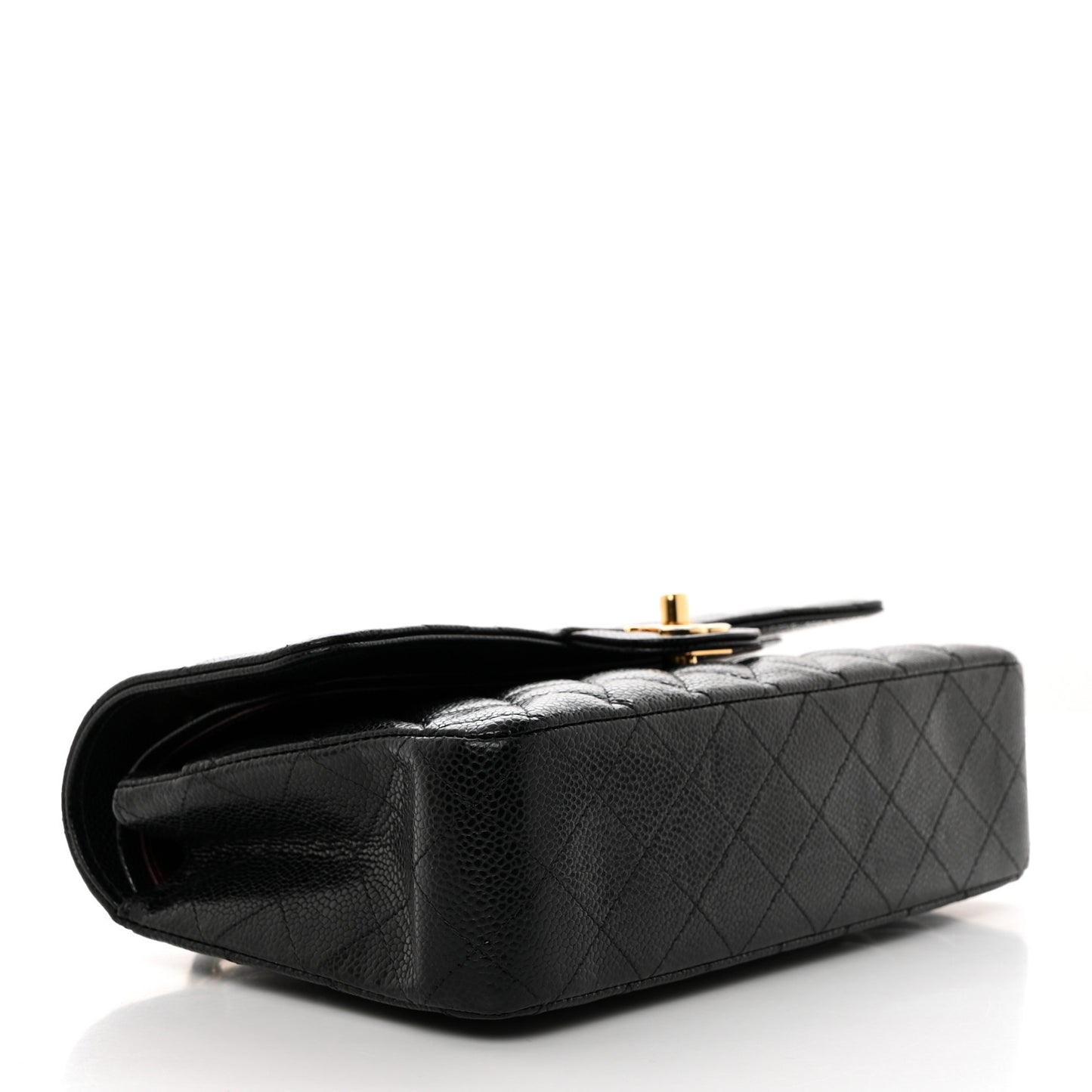 Caviar Quilted Medium Double Flap Black
