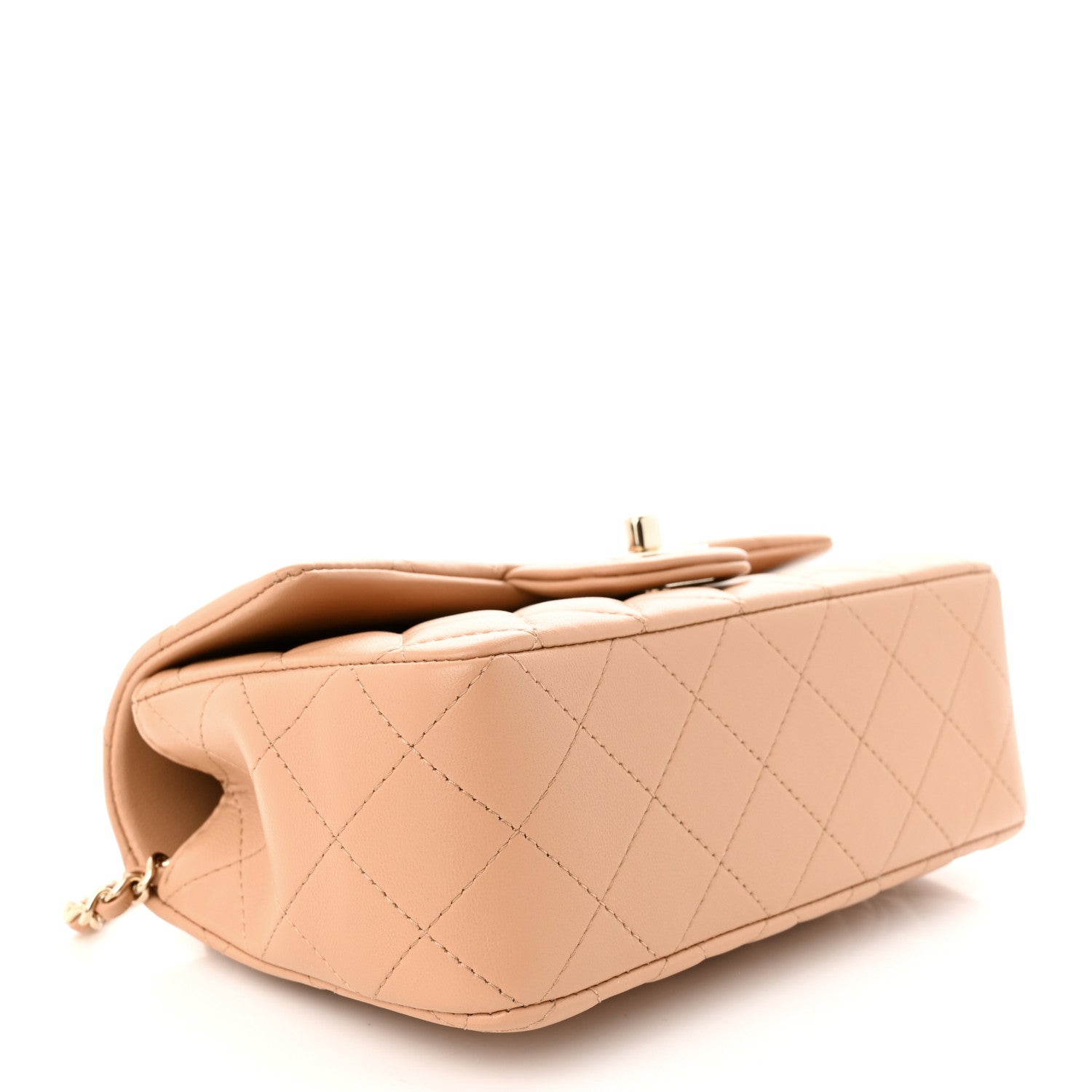 Chanel Lambskin Quilted Mini Top Handle Rectangular Flap Beige 4 of 11