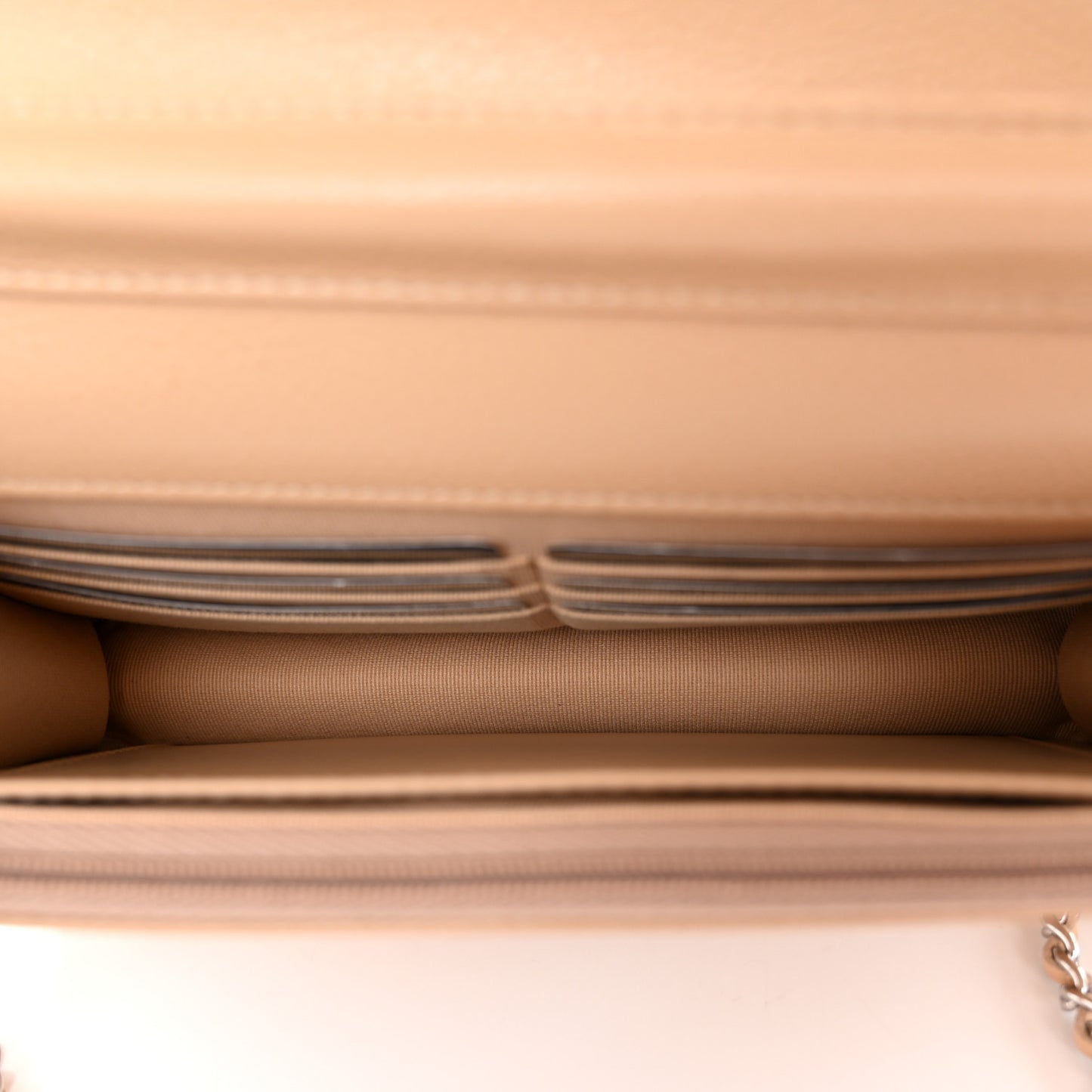 Caviar Quilted Wallet on Chain WOC Beige