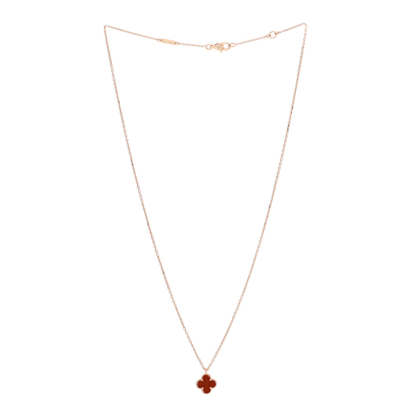 18K Rose Gold Carnelian Sweet Alhambra Pendant Necklace