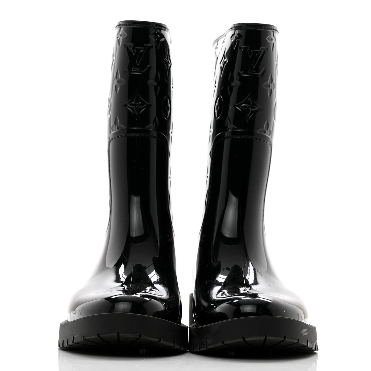 Rubber Embossed Monogram Drops Flat Half Boots 39 Black