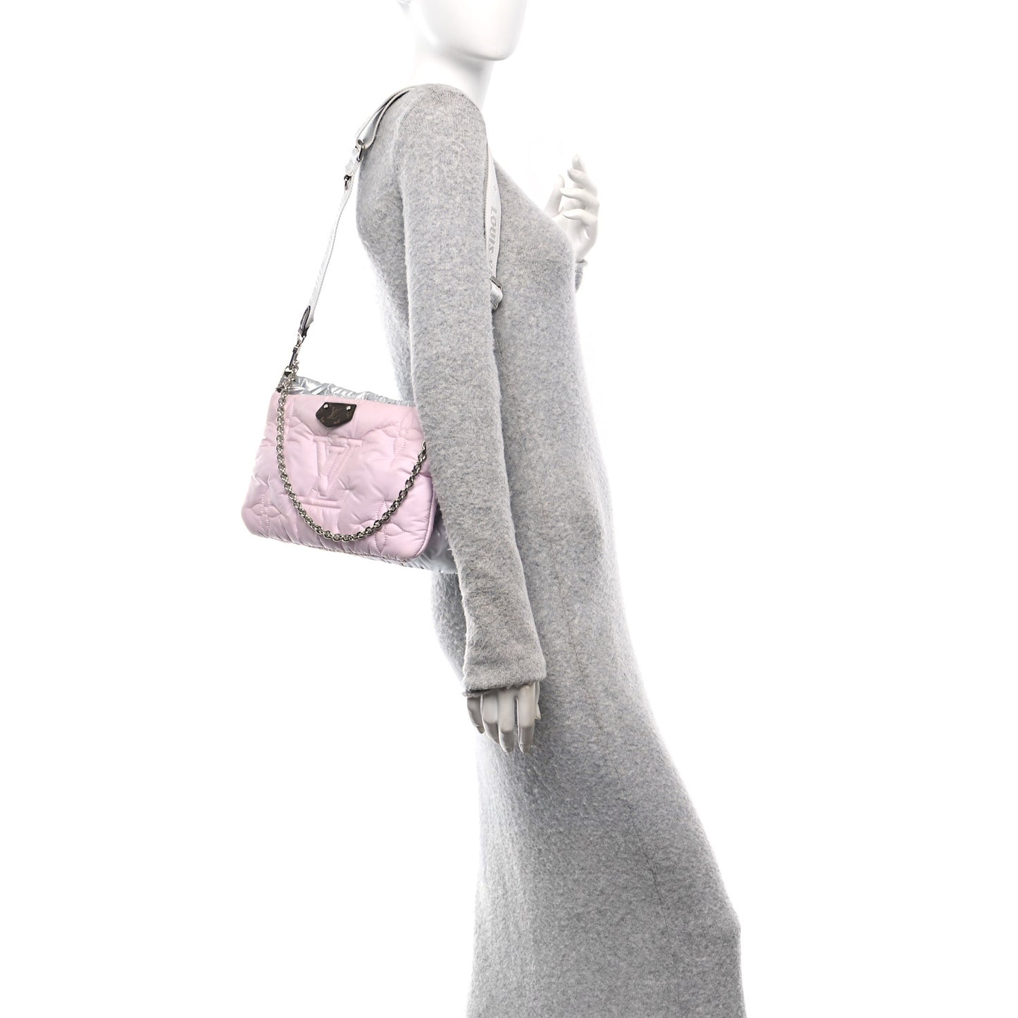 Econyl Monogram Pillow Maxi Multi Pochette Accessories Silver Pale Pink