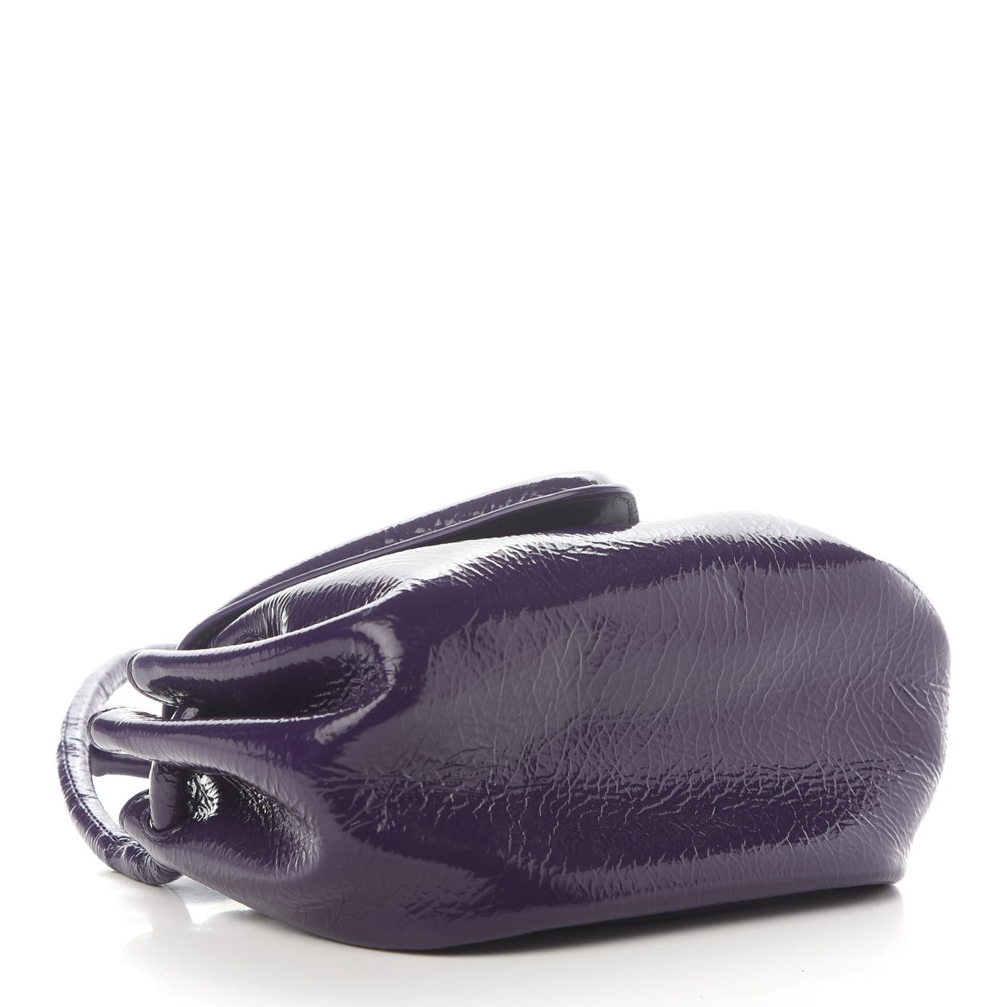 Patent Deerskin Small Beak Triangle Flap Shoulder Bag Raisin
