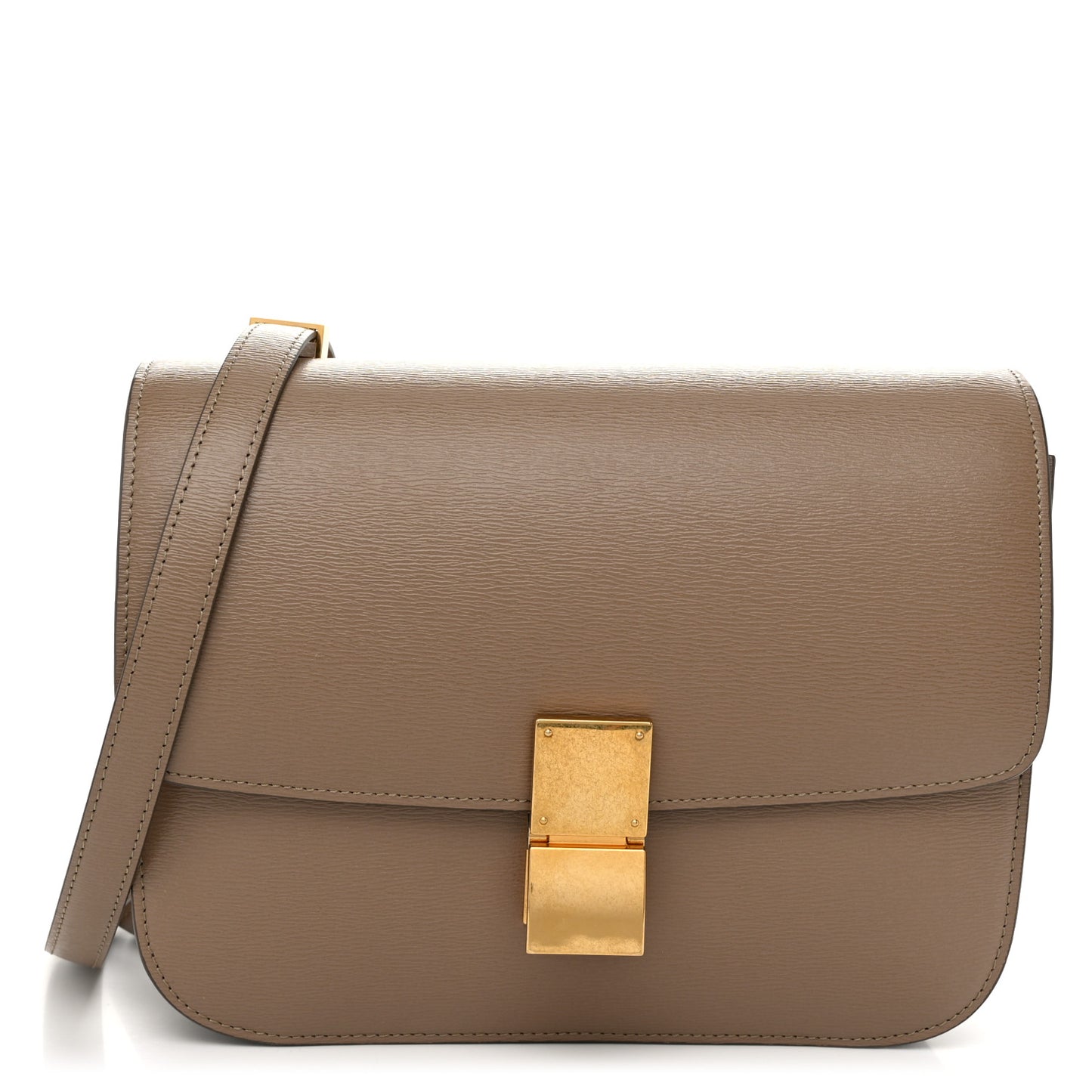 Liege Calfskin Medium Classic Box Flap Bag Taupe