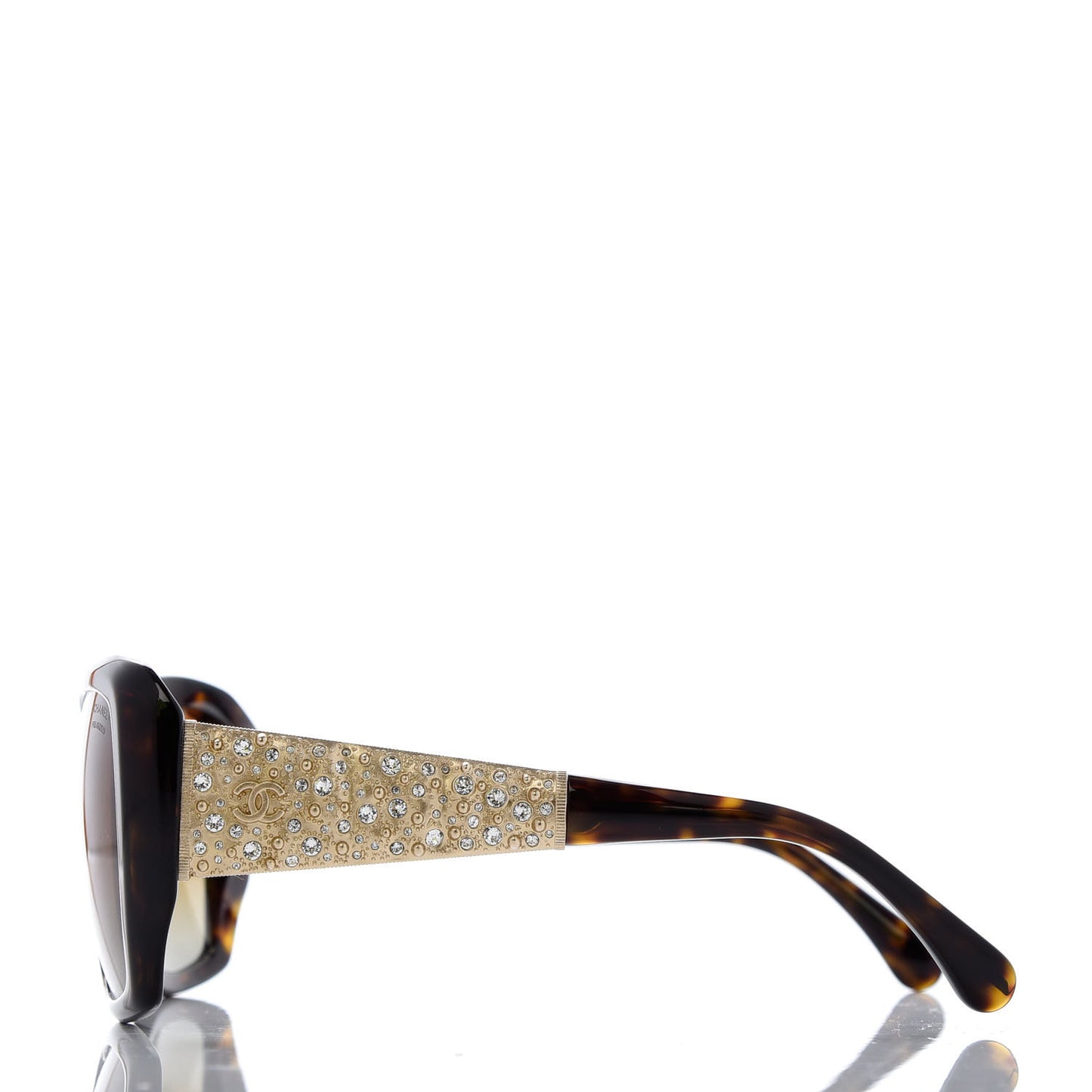 Crystal Polarized CC Square Sunglasses 5301-B Tortoise Gold