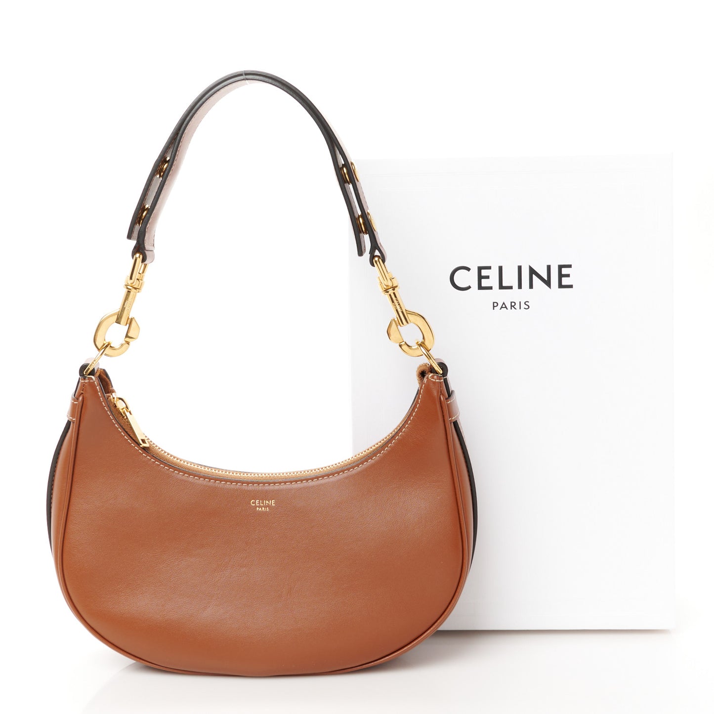 Smooth Calfskin Medium Strap Ava Shoulder Bag Tan