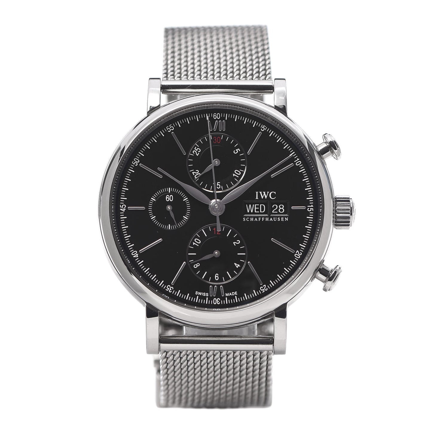 Stainless Steel 42mm Portofino Chronograph Automatic Watch Black IW391030