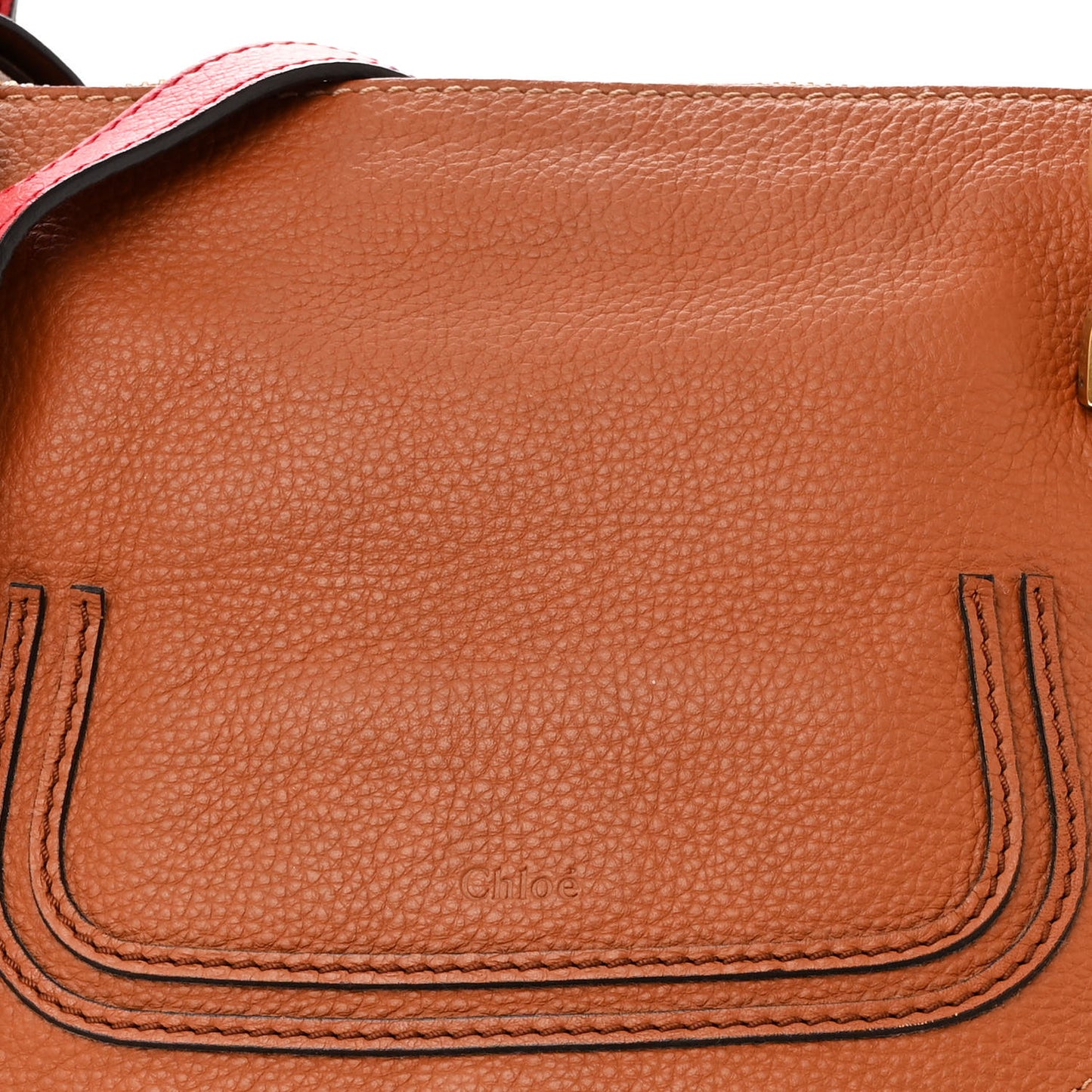 Calfskin Medium Marcie Satchel Tan Plaid Red