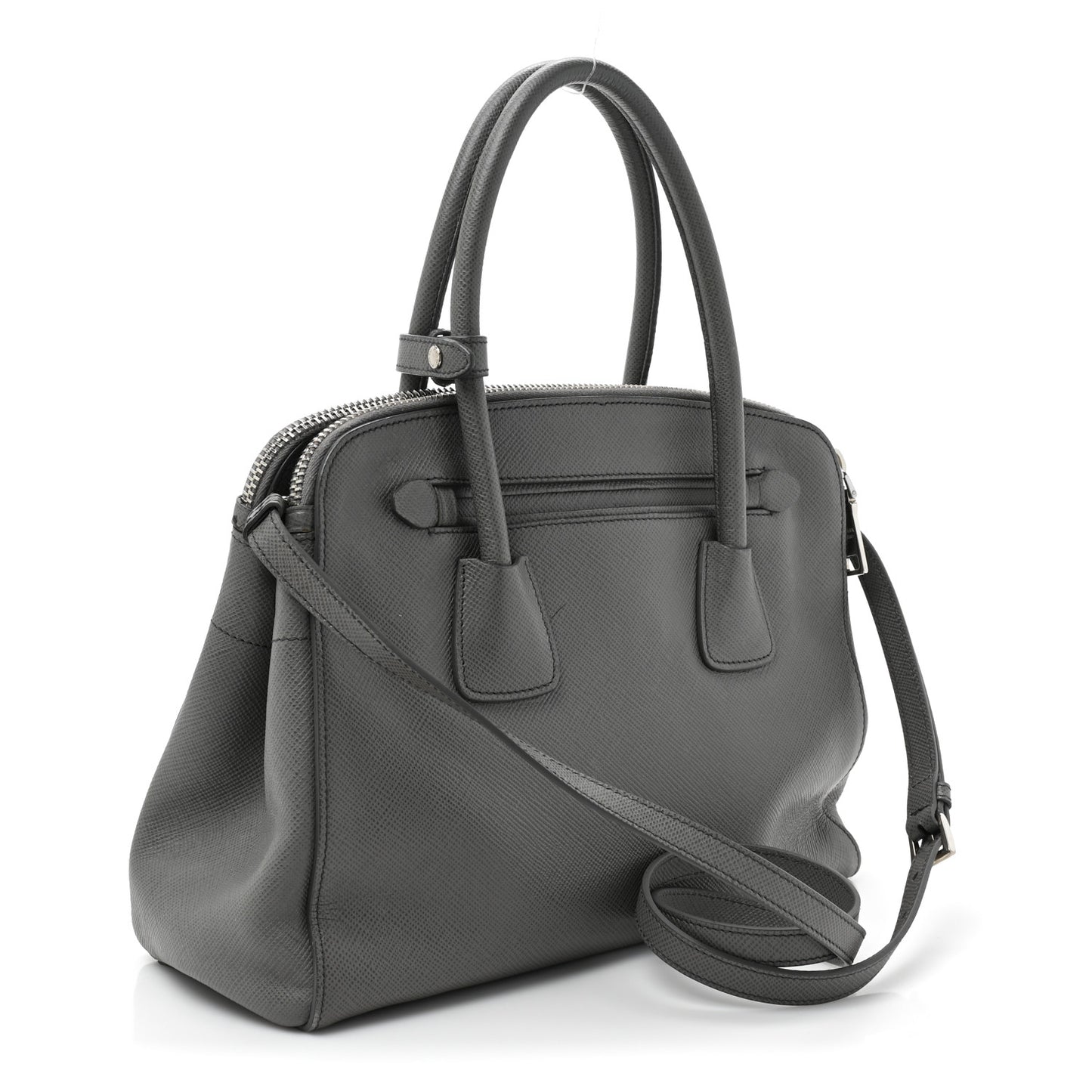 Saffiano Cuir Double Zip Frame Tote Marmo