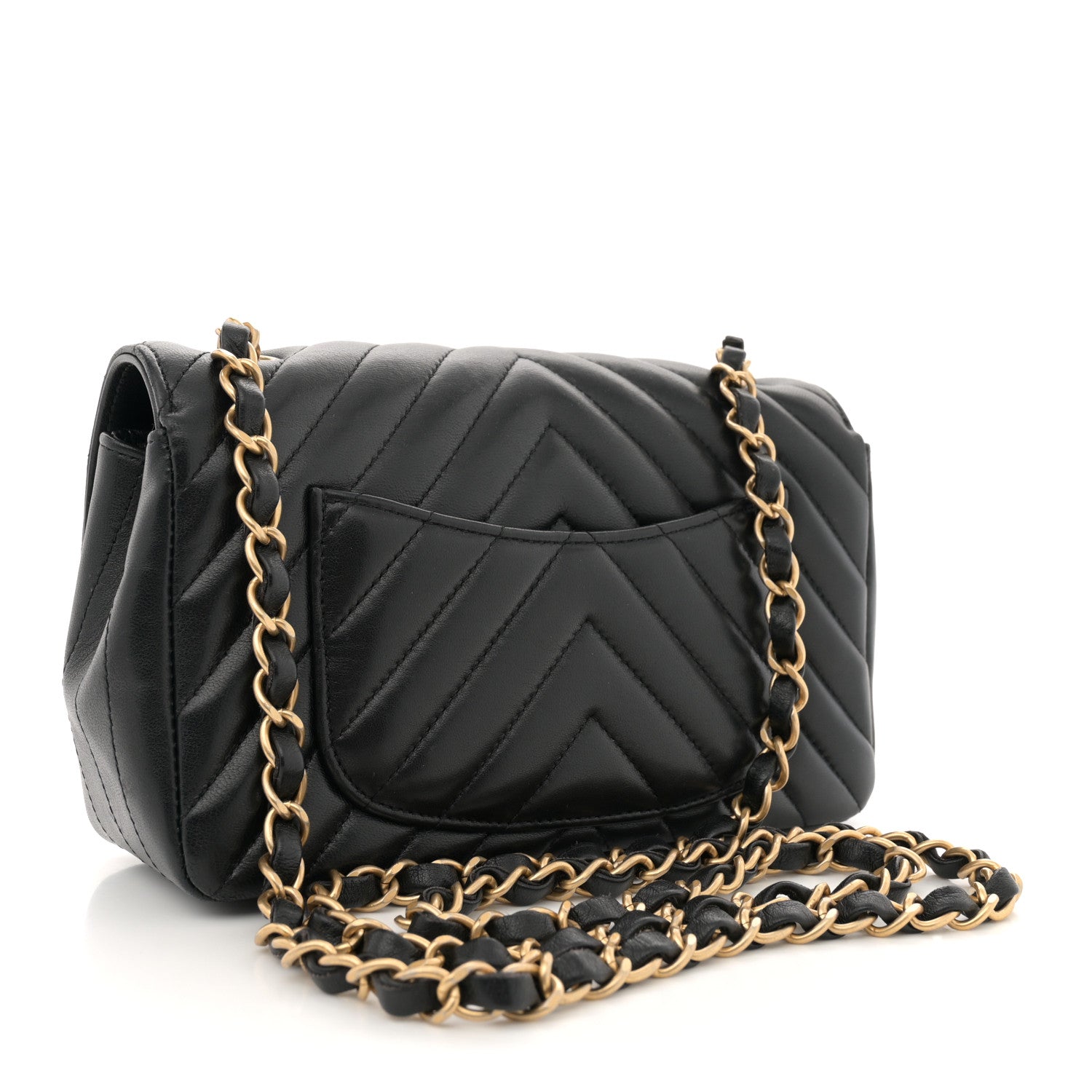 Chanel Lambskin Chevron Quilted Mini Rectangular Flap Black 3 of 12