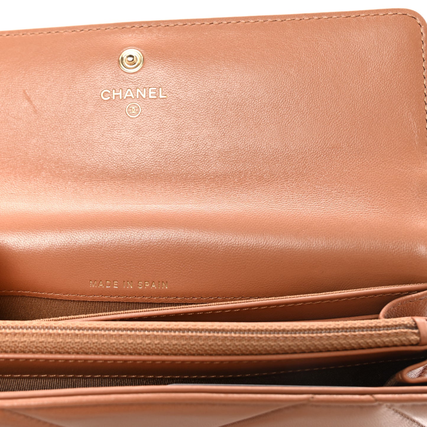 Lambskin Quilted Chanel 19 Flap Wallet Brown