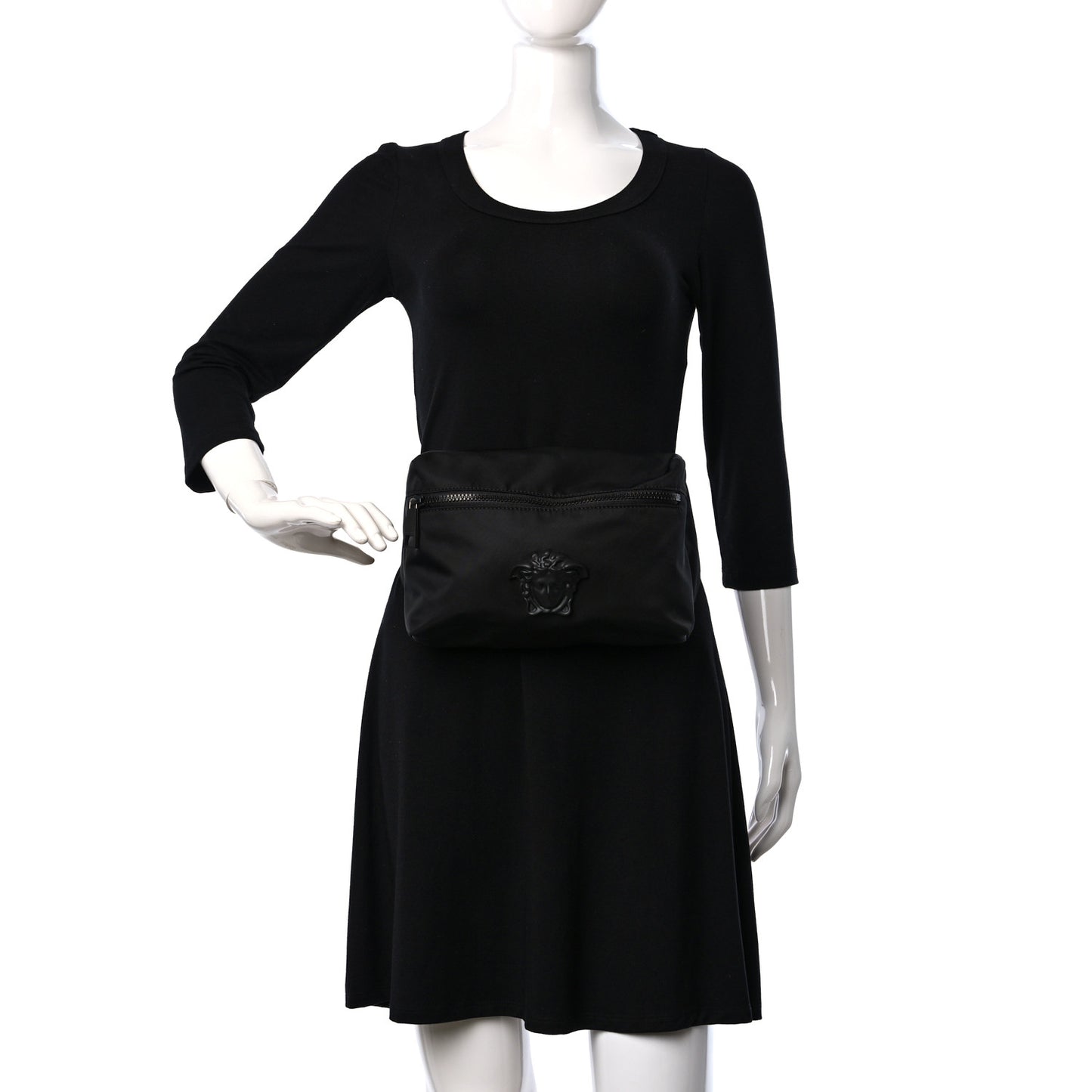 Nylon Palazzo Medusa Belt Bag Black Ruthenium