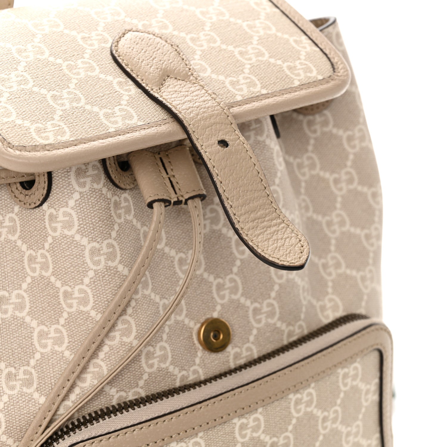 Gucci GG Supreme Monogram Azalea Calfskin Retro Interlocking G Buckle Backpack Beige Mystic White 12 of 13