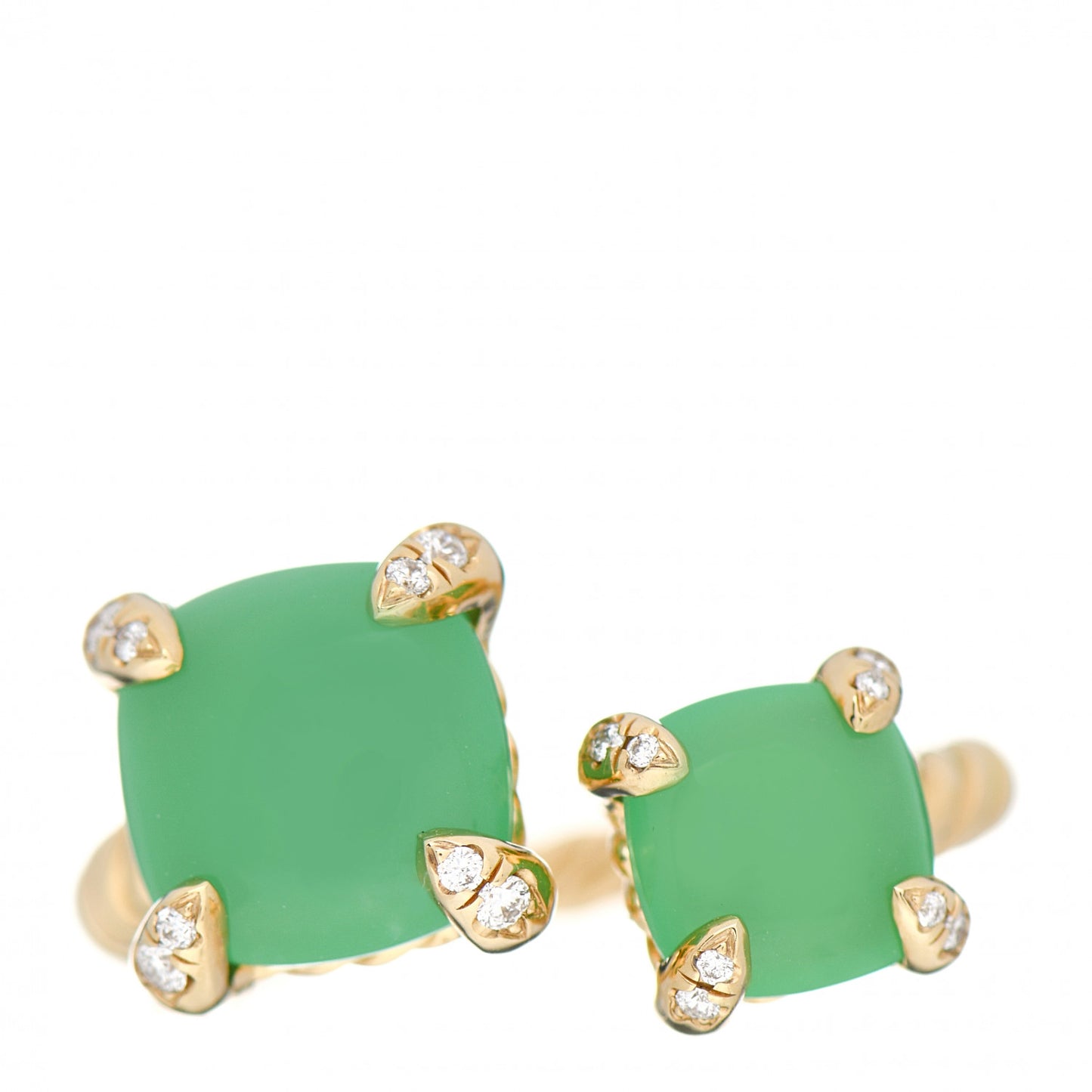 18K Yellow Gold Diamond Chrysoprase Chatelaine Bypass Ring 52 6