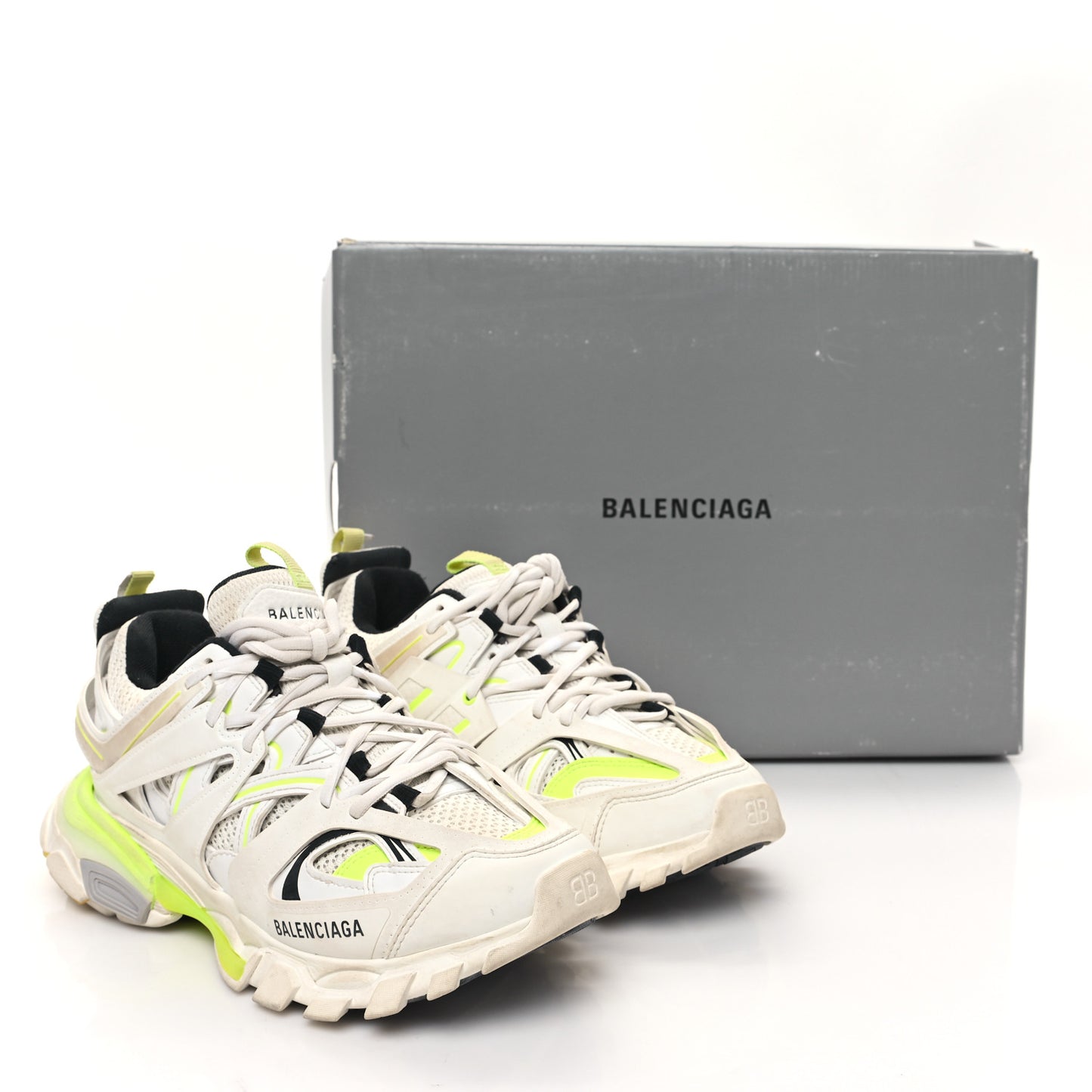 Mesh Worn Out Mens Track Sneakers 39 White Fluo Yellow