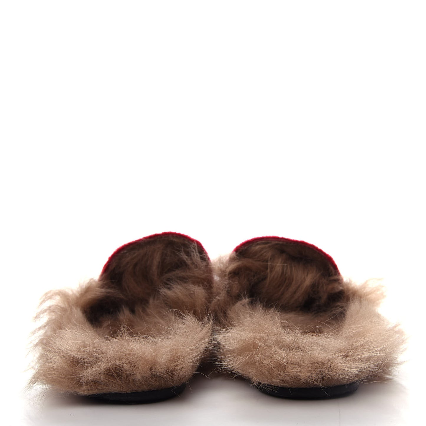 Velvet Fur Womens Princetown Slippers 35.5 Hibiscus Red