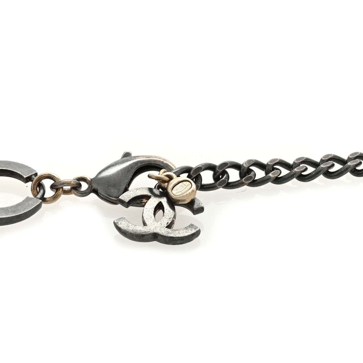 Gripoix Poured Glass Crystal CC Chain Belt Black Red Gold