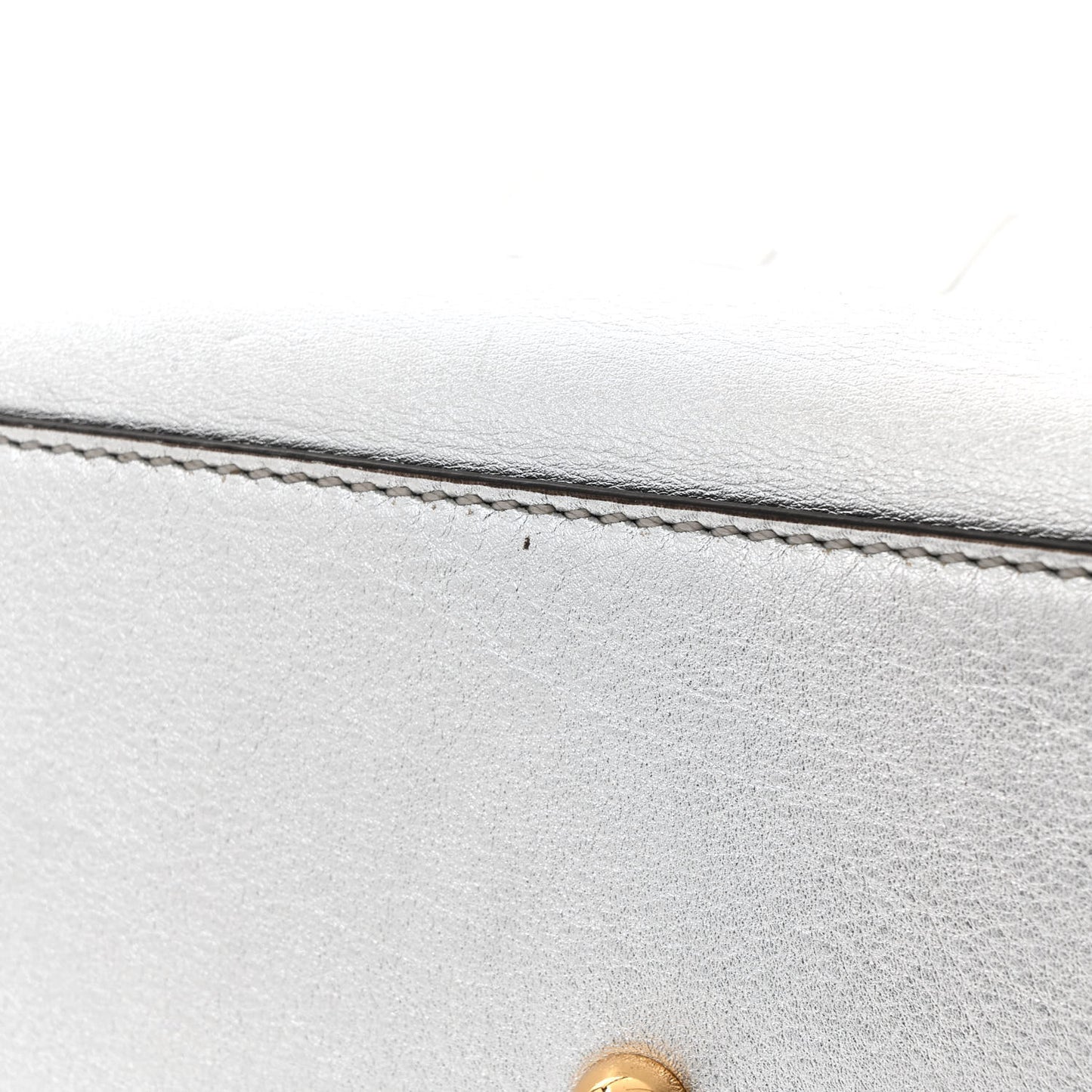 Vitello Catalan Mirror Plexiglass Logo Embossed Medium Fendi Sunshine Shopper Tote Argento