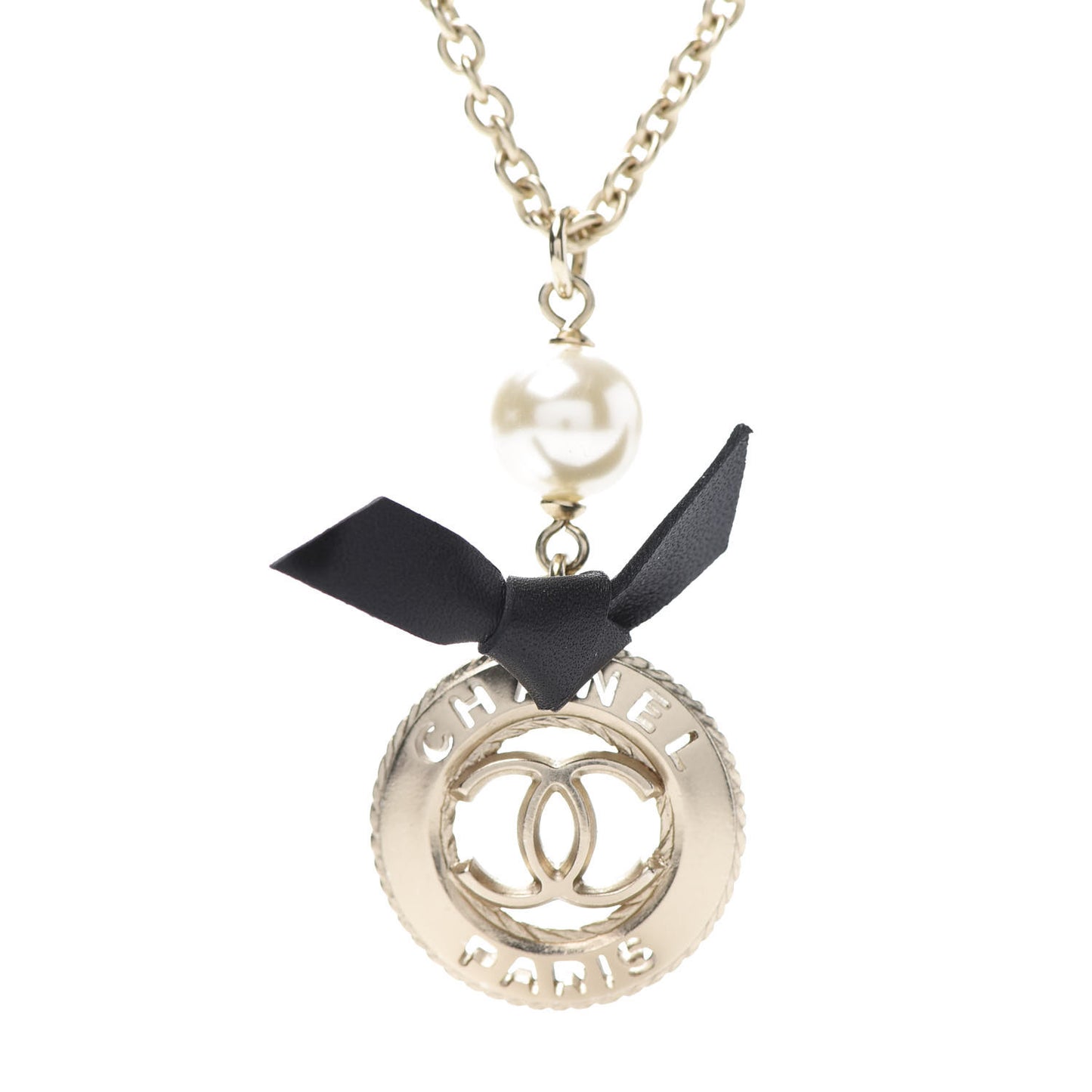 Pearl CC Medallion Necklace Gold