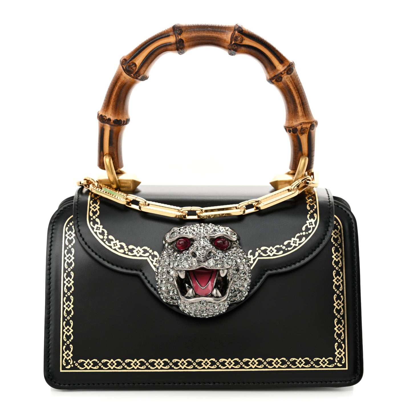 Calfskin Bamboo Mini Thiara Top Handle Bag Black