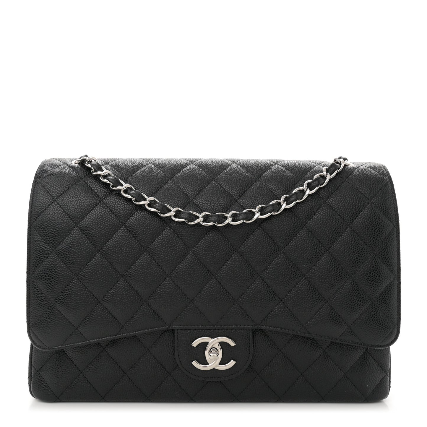 Caviar Quilted Maxi Double Flap Black