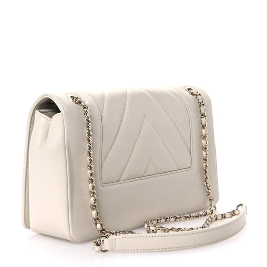 Sheepskin Chevron Quilted Medium Vintage Mademoiselle Flap White