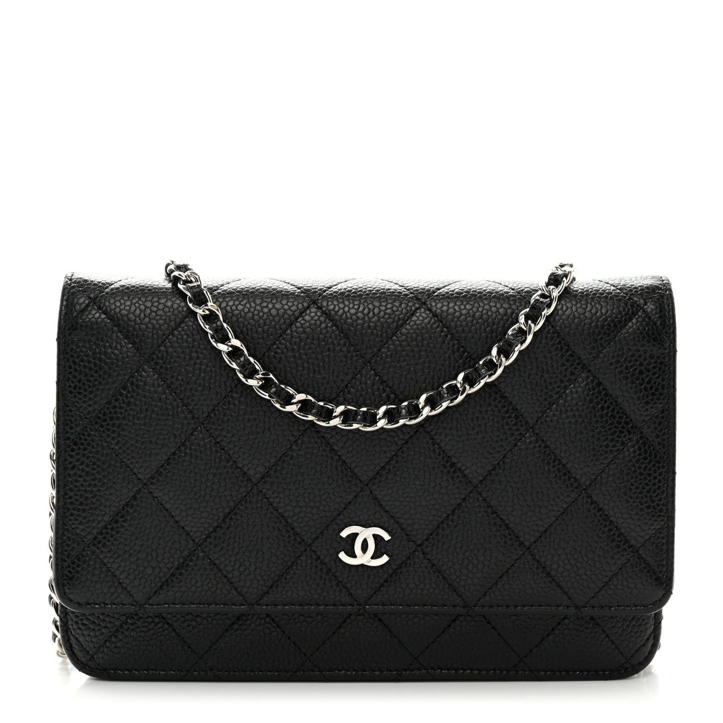 Caviar Quilted Wallet on Chain WOC Black