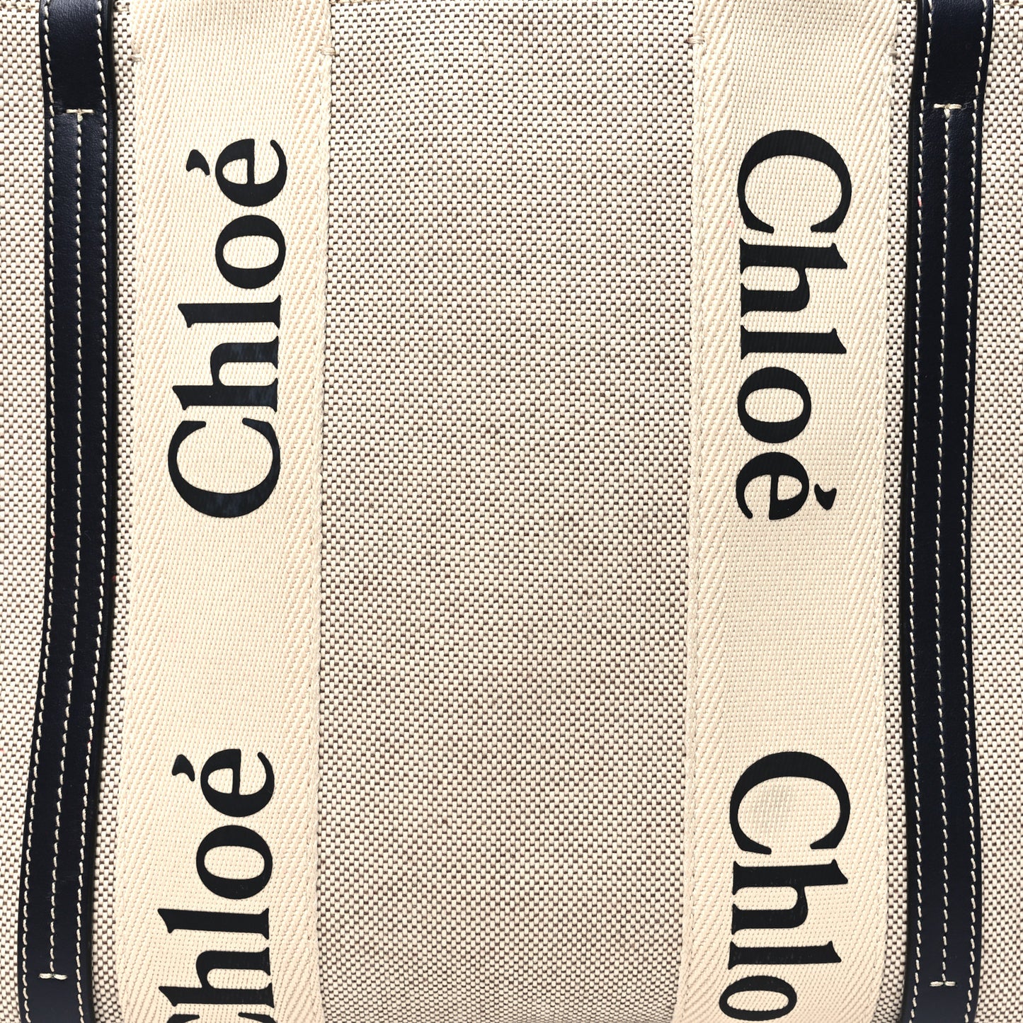 Cotton Calfskin Medium Woody Ribbon Tote White Black