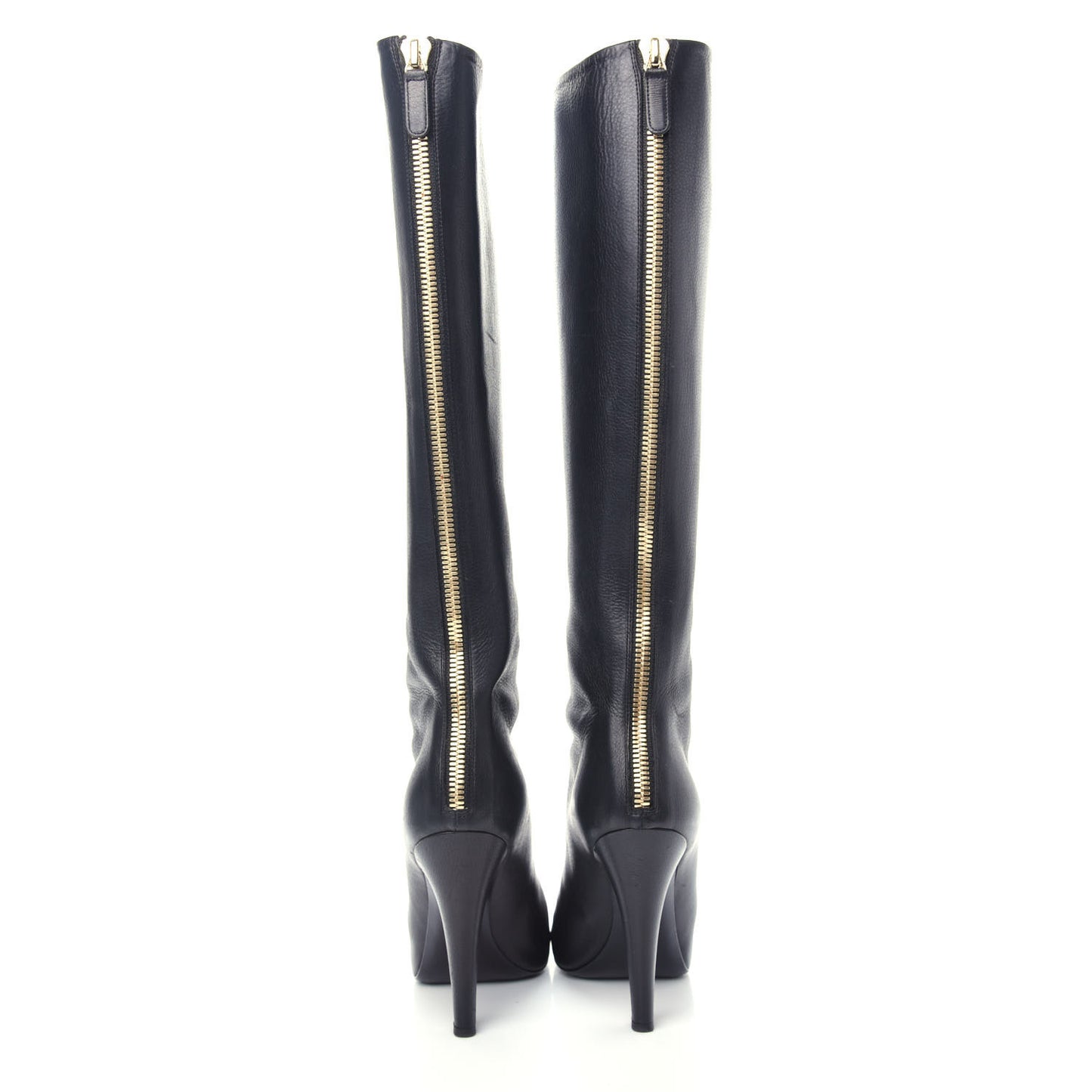 Calfskin Pearl Knee High Boots 37 Black