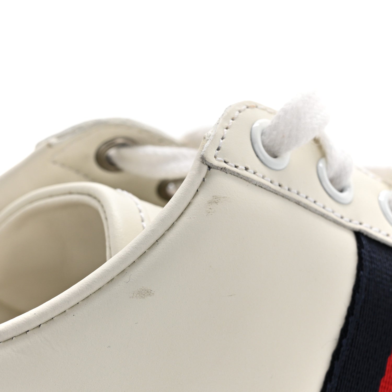 Gucci Calfskin Nappa Web LOVED Embroidered Womens Ace Sneakers 38 White Red Flame Notte 10 of 11