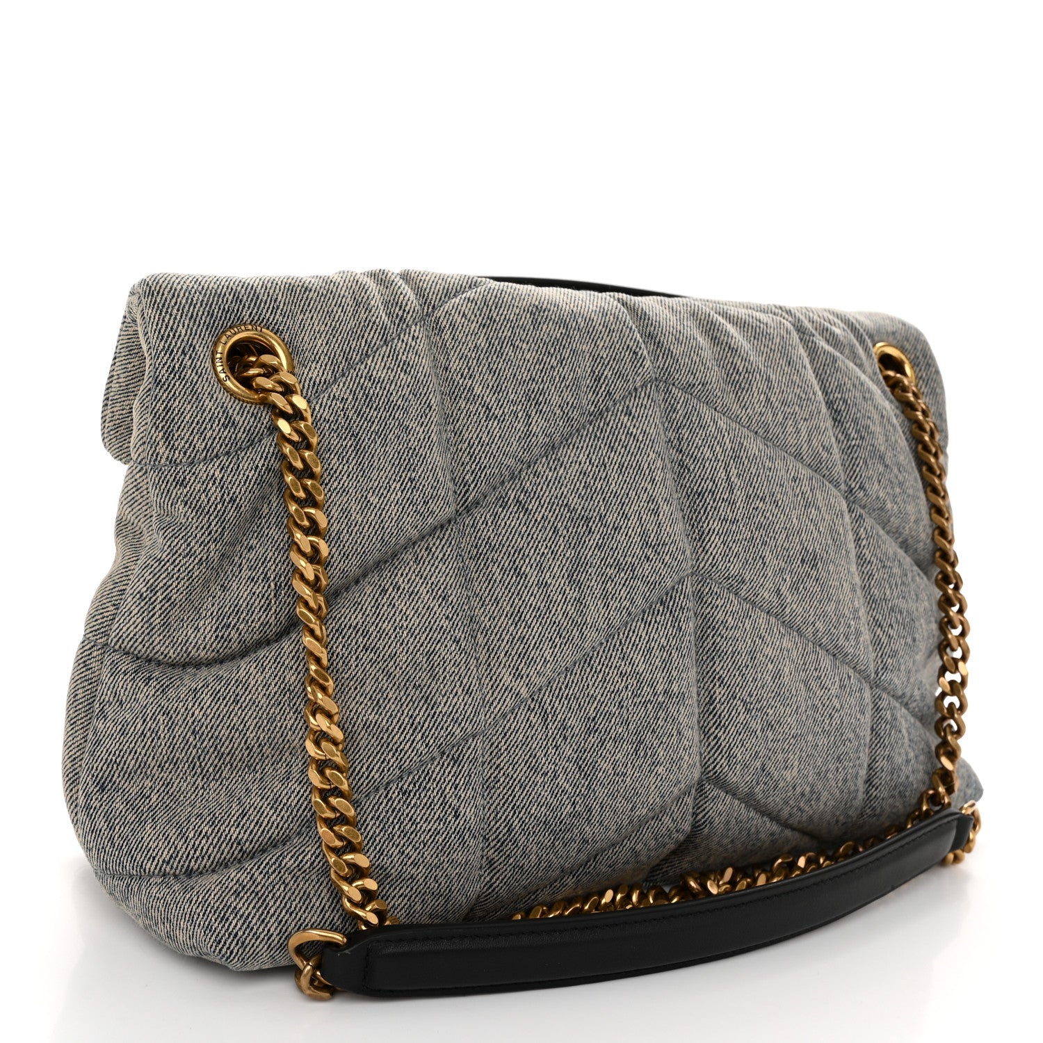 Saint Laurent Denim Quilted Small Loulou Puffer Monogram Chain Satchel Azur 3 of 10