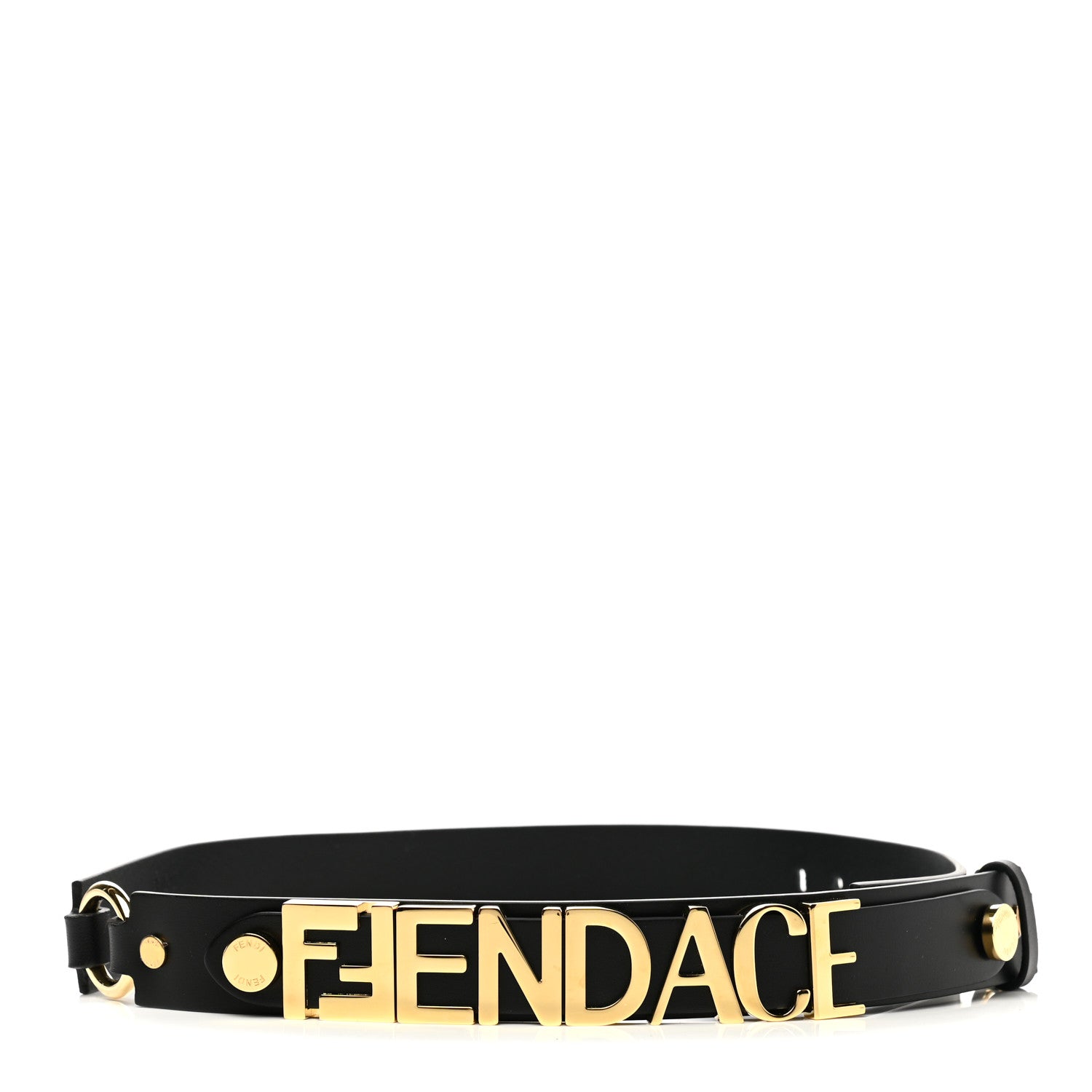 Versace X FENDI Calfskin Fendace Logo Belt 80 32 Black 1 of 6
