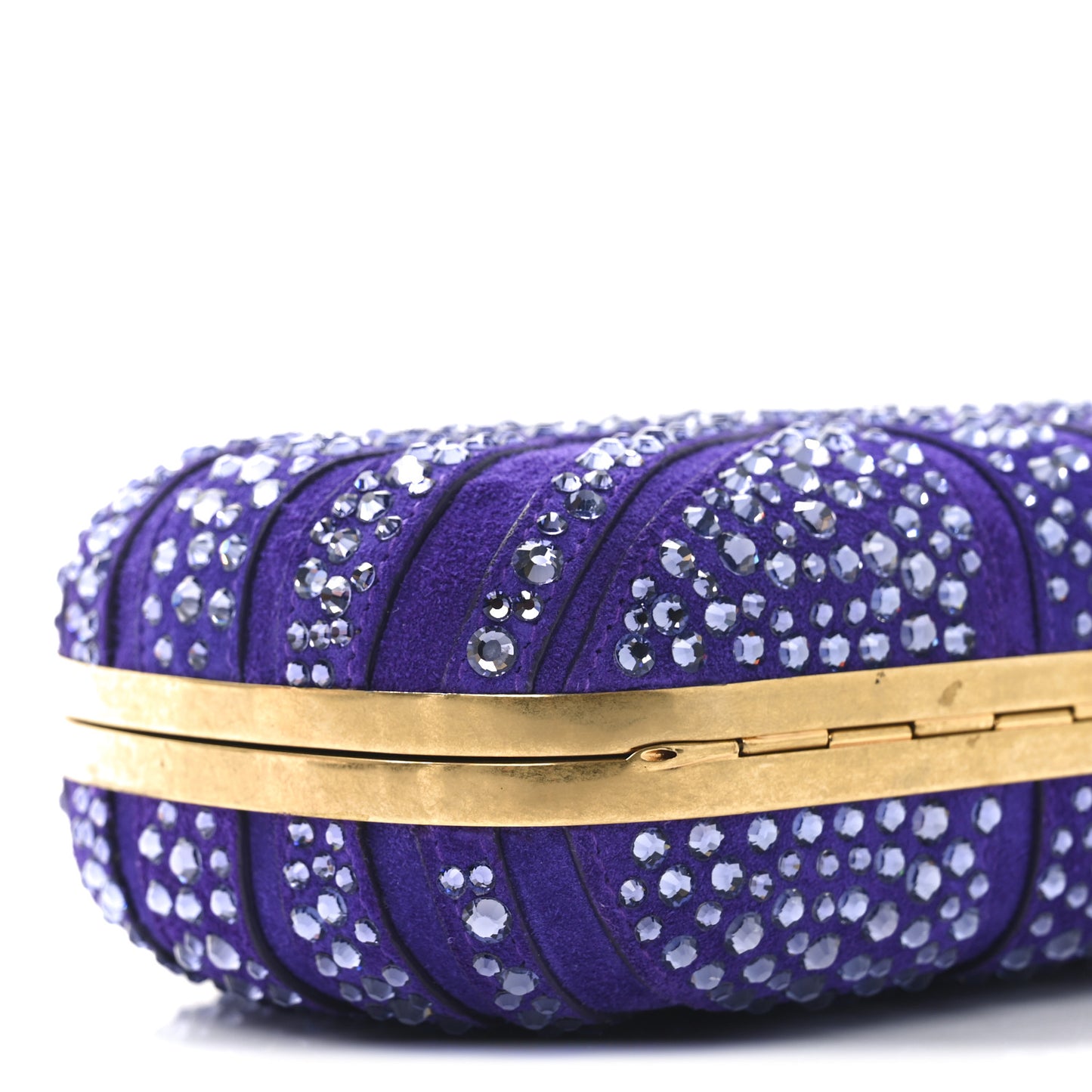 Suede Crystal Britannia Skull Box Clutch Purple