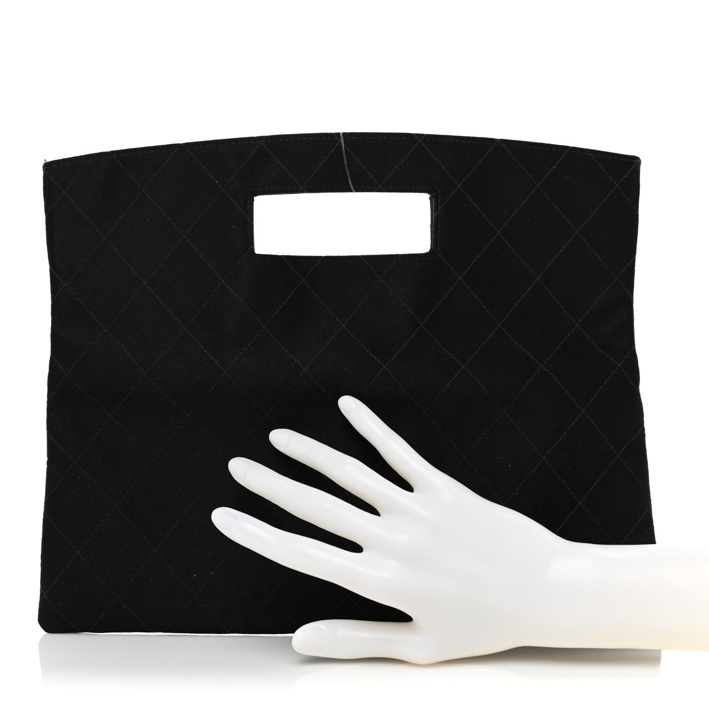 Satin Stitched Cutout Handle Clutch Black