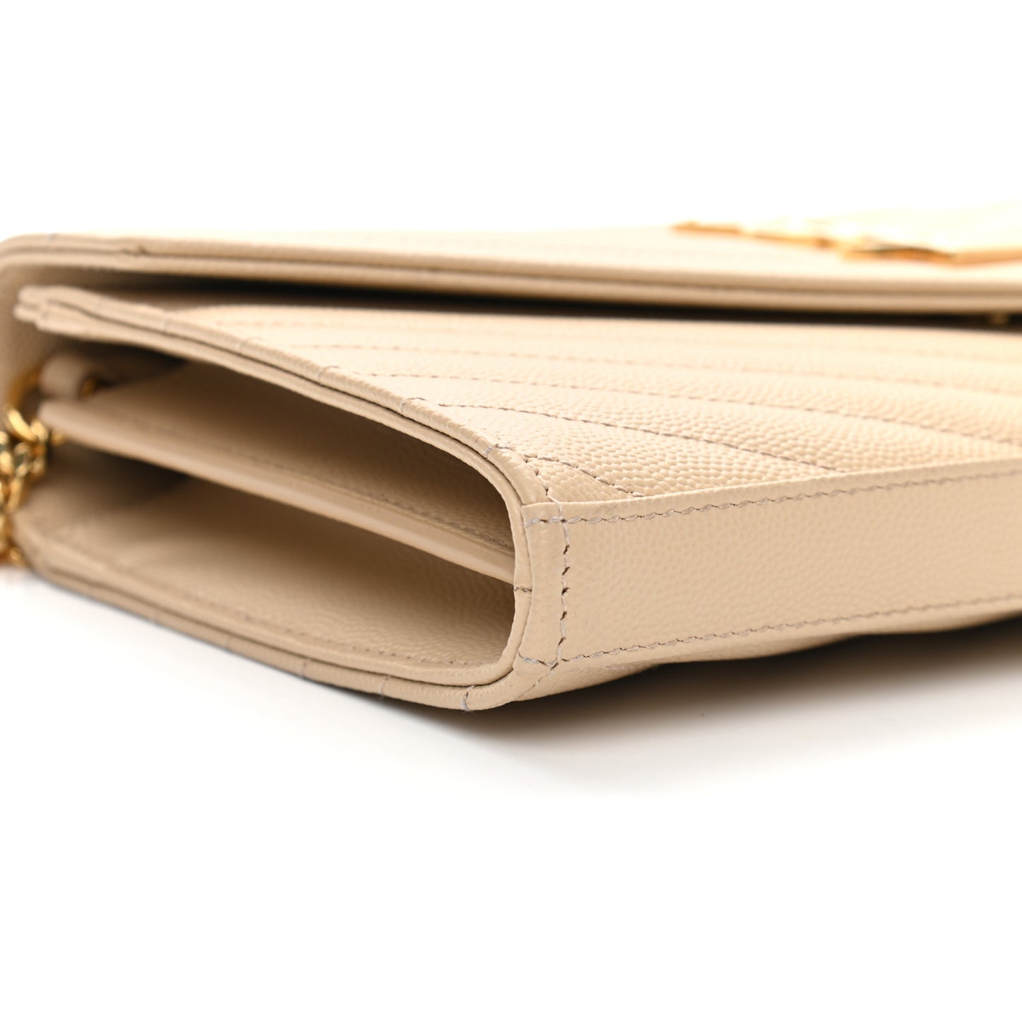 Grain De Poudre Matelasse Chevron Monogram Chain Wallet Nude Powder