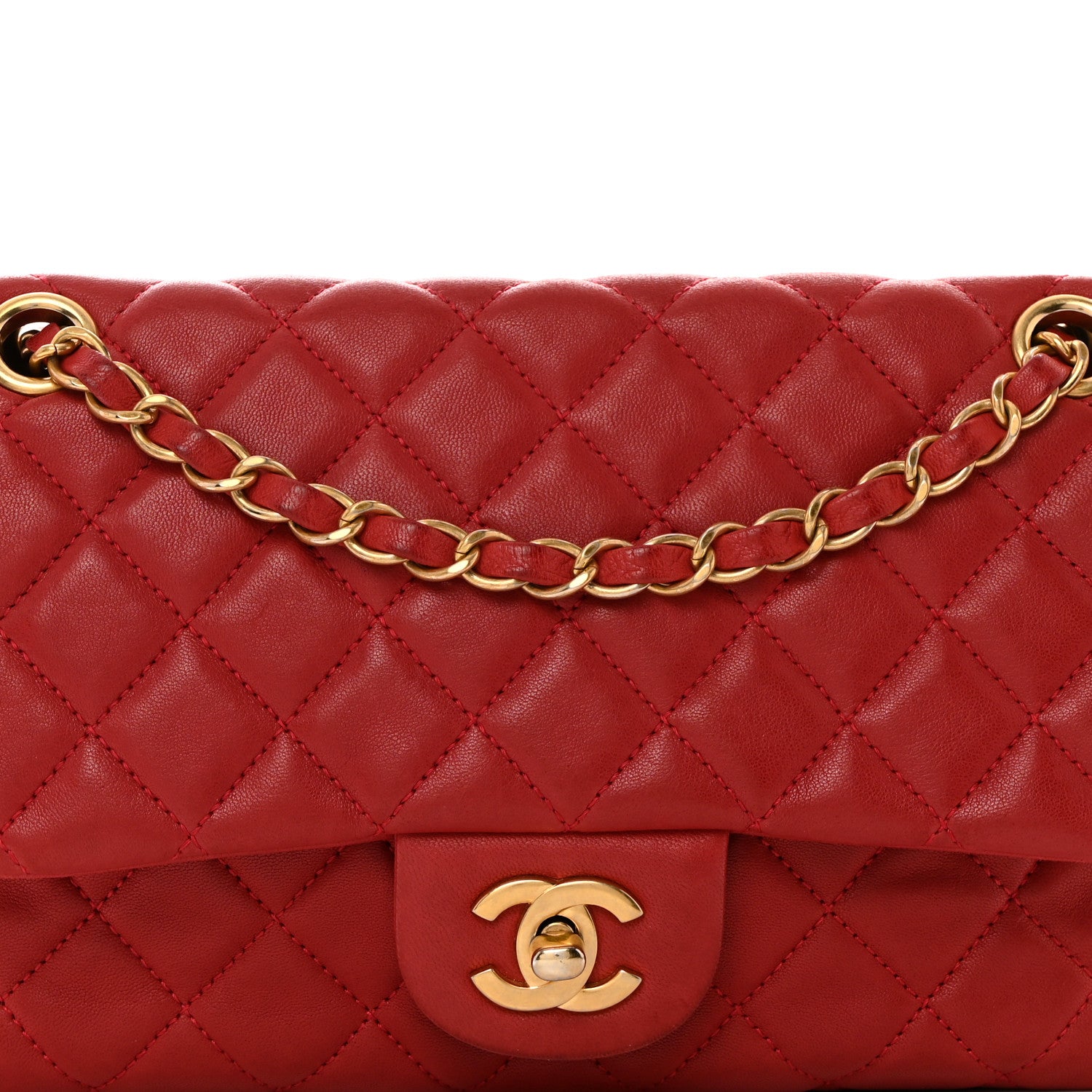 Chanel Lambskin Quilted Medium Cruise Charm Single Flap Red 8 of 11
