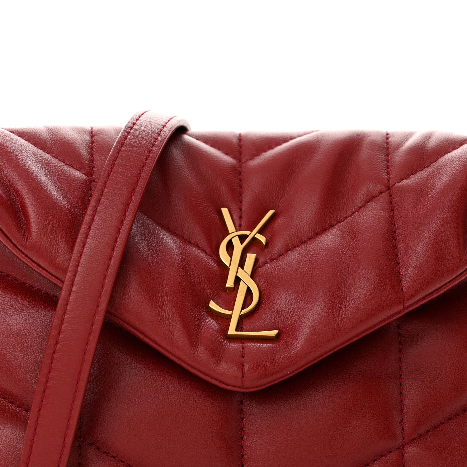 Saint Laurent Lambskin Quilted Toy Loulou Puffer Monogram Chain Satchel Opyum Red 8 of 11