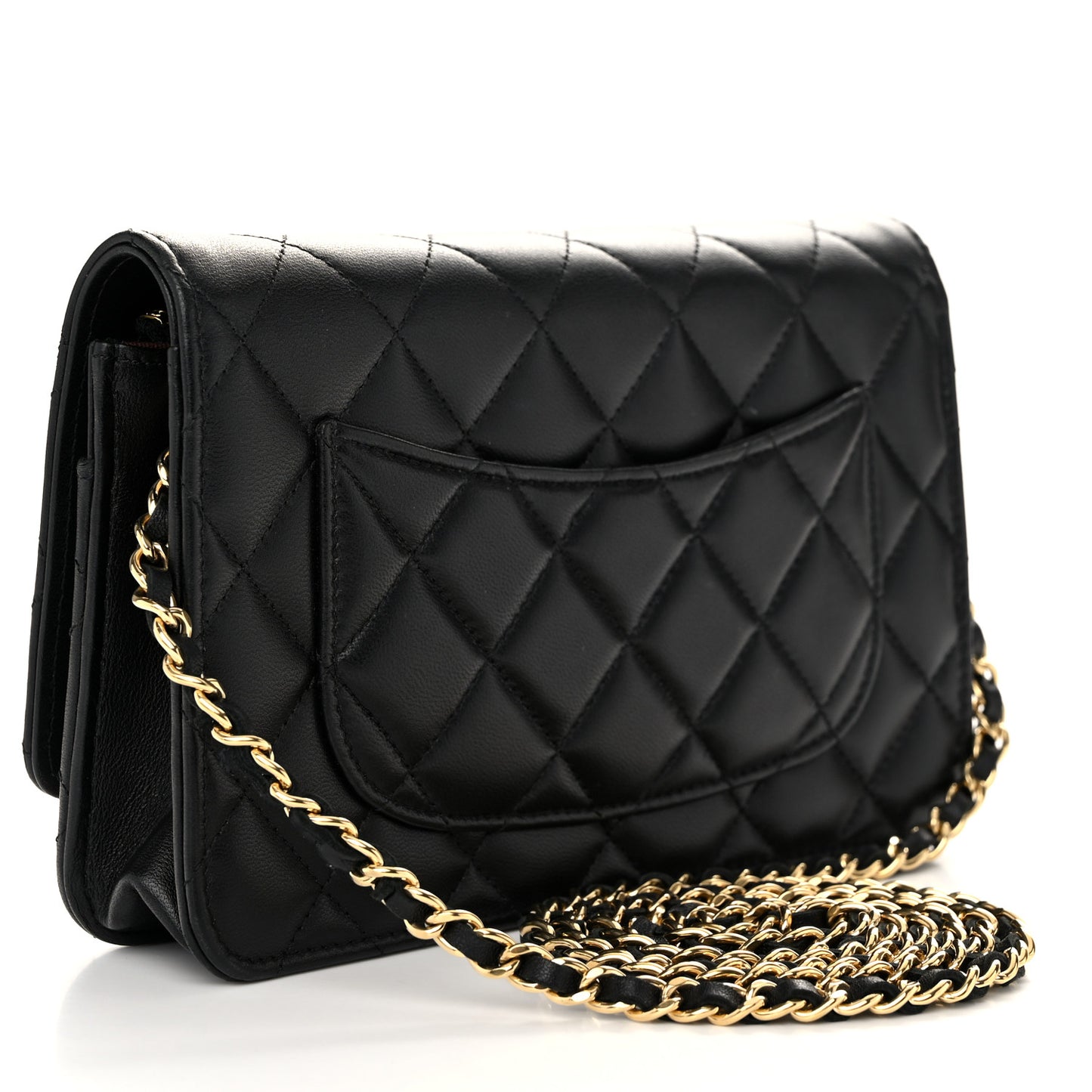 Lambskin Quilted Wallet On Chain WOC Black