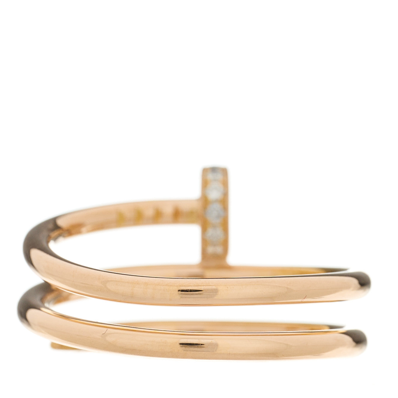 18K Pink Gold Diamond Double Juste Un Clou Ring 56 7.5